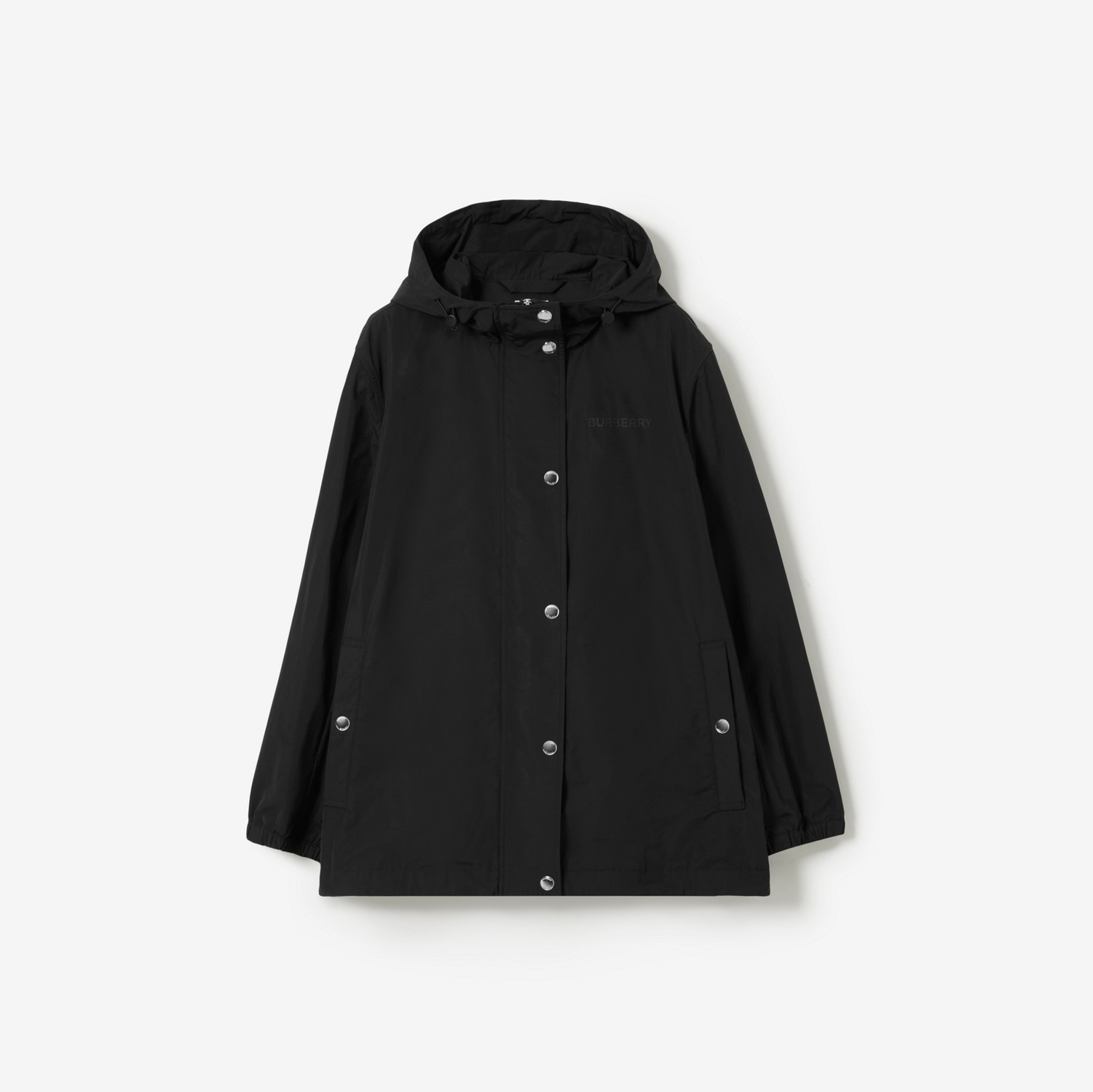 Logo Print Cotton Blend Hooded Jacket in Black - Women | Burberry® Official