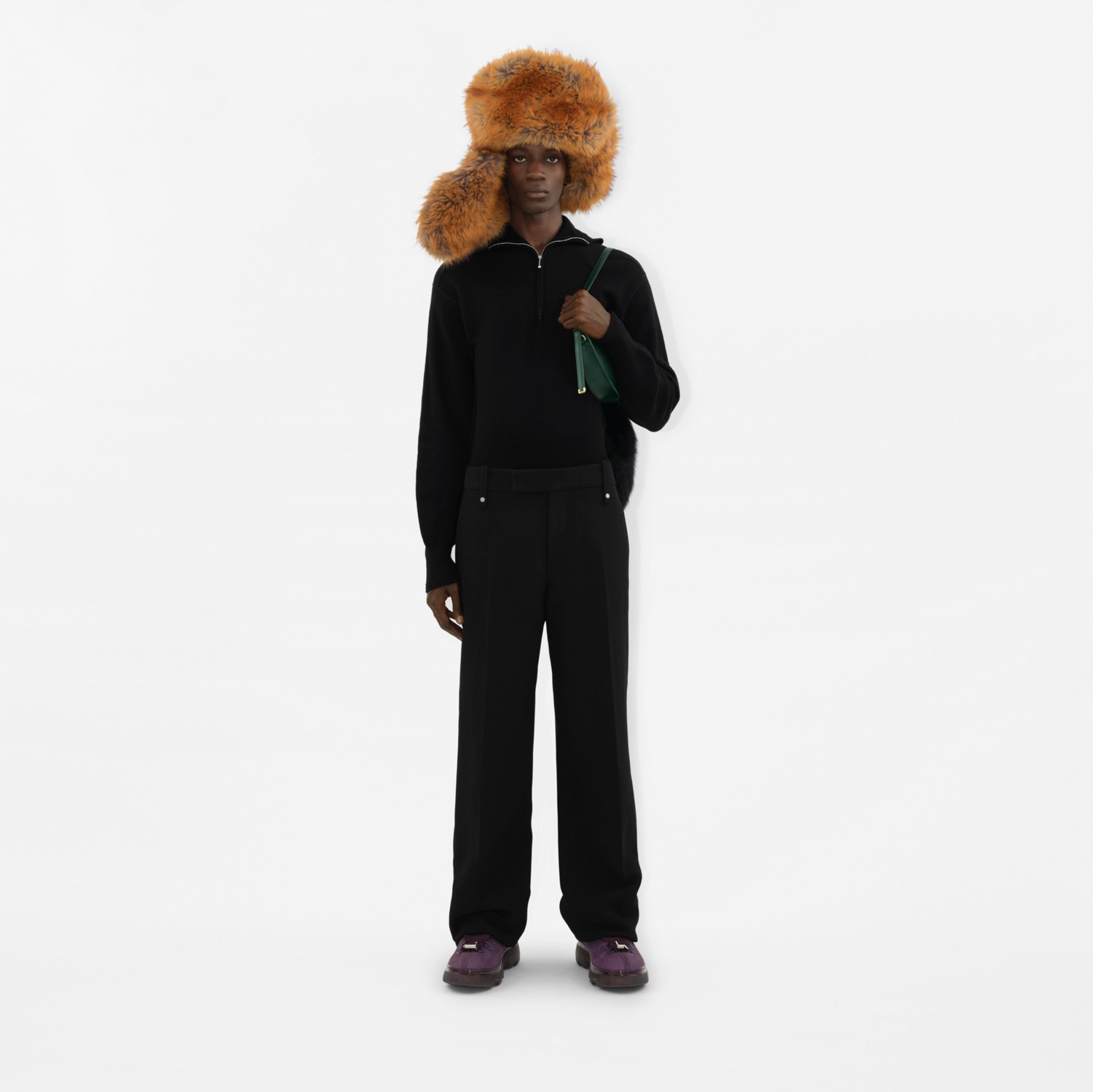 Wool Half-zip Hoodie in Black - Men | Burberry® Official