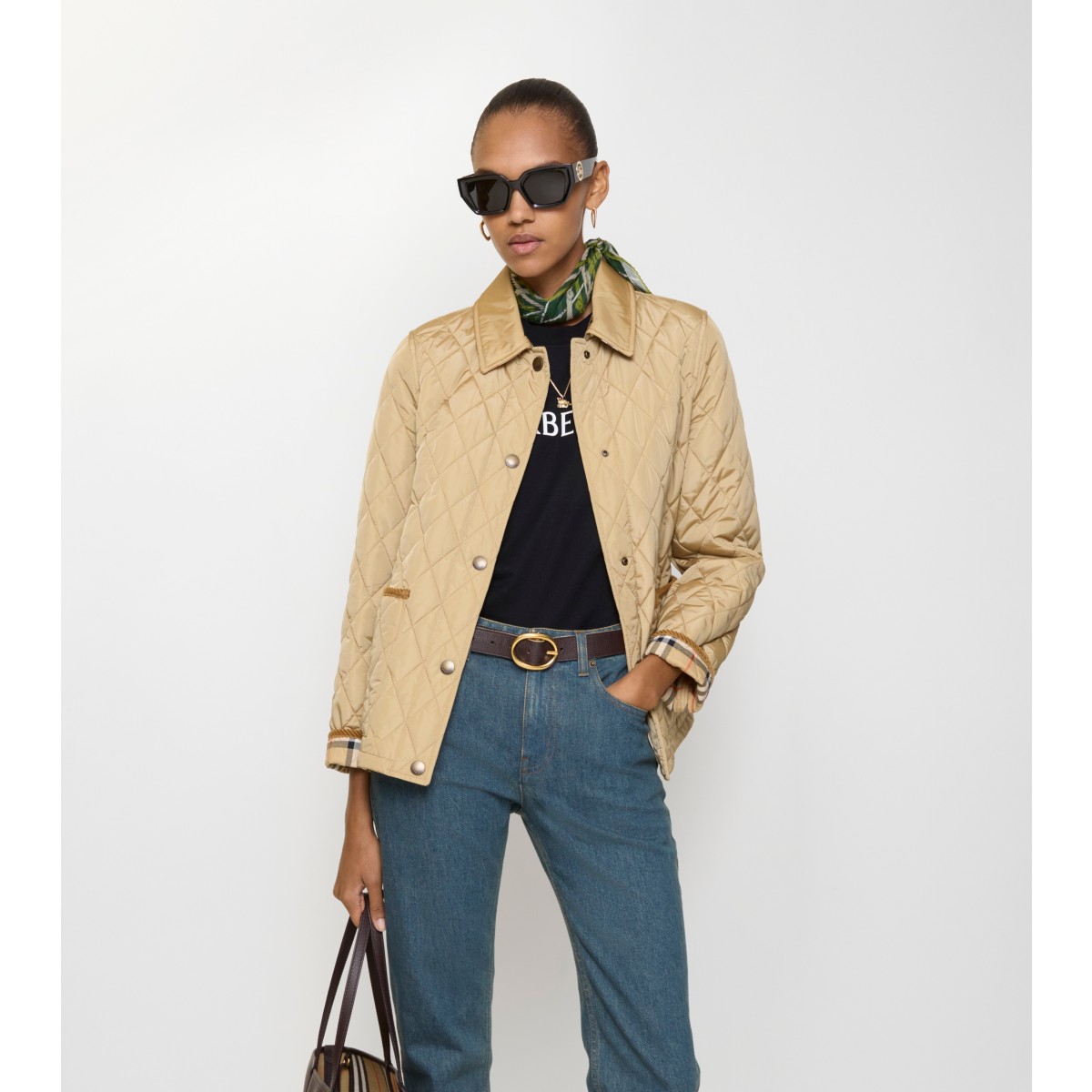  Check Quilted Nylon Jacket