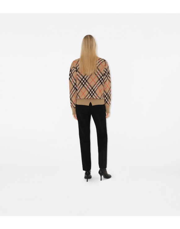 Check Wool Mohair Blend Sweater