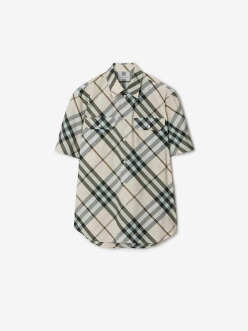 Burberry Cotton Check Shirt In Alabaster