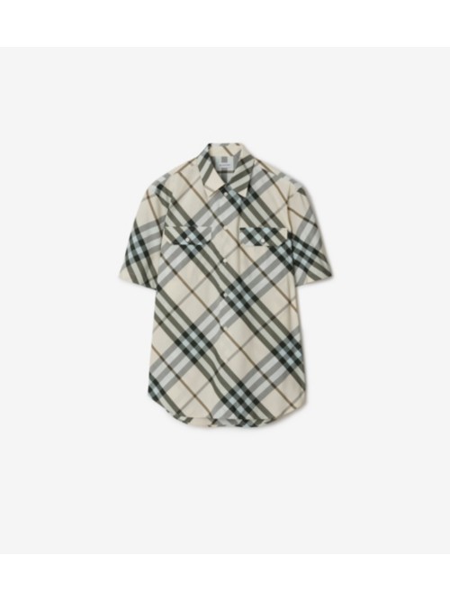 Burberry Cotton Check Shirt In Alabaster