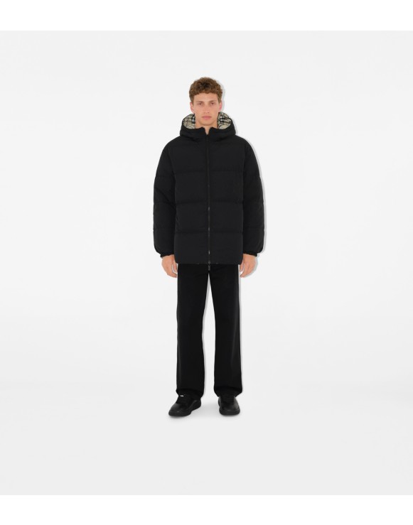 Reversible Check Nylon Puffer Jacket