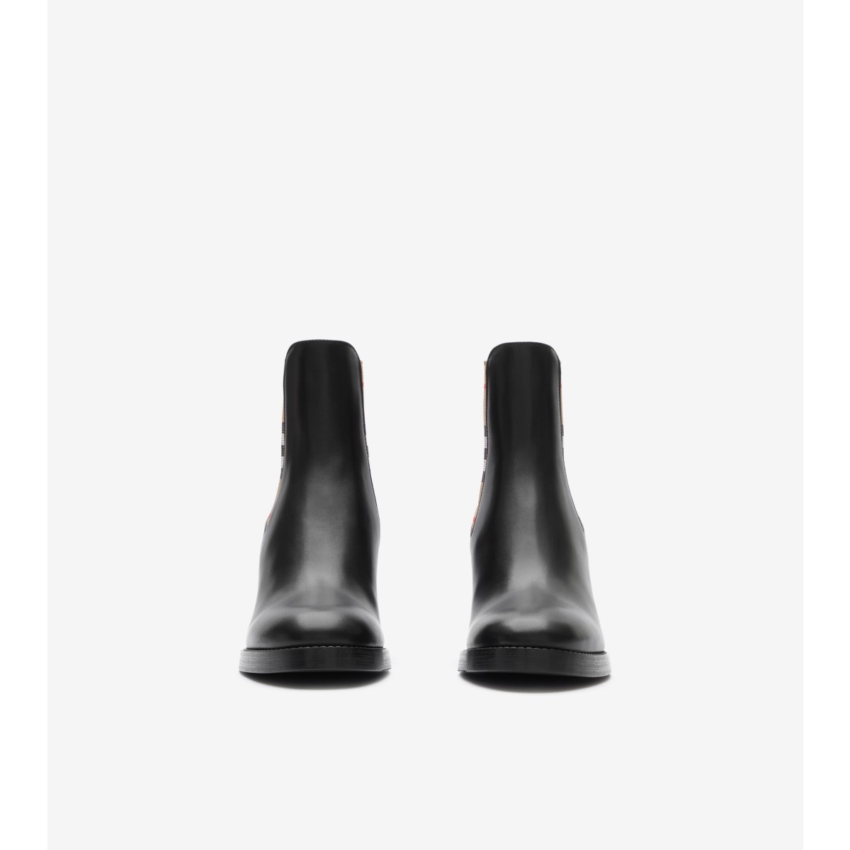  Check Leather Hampstead Heel Boots