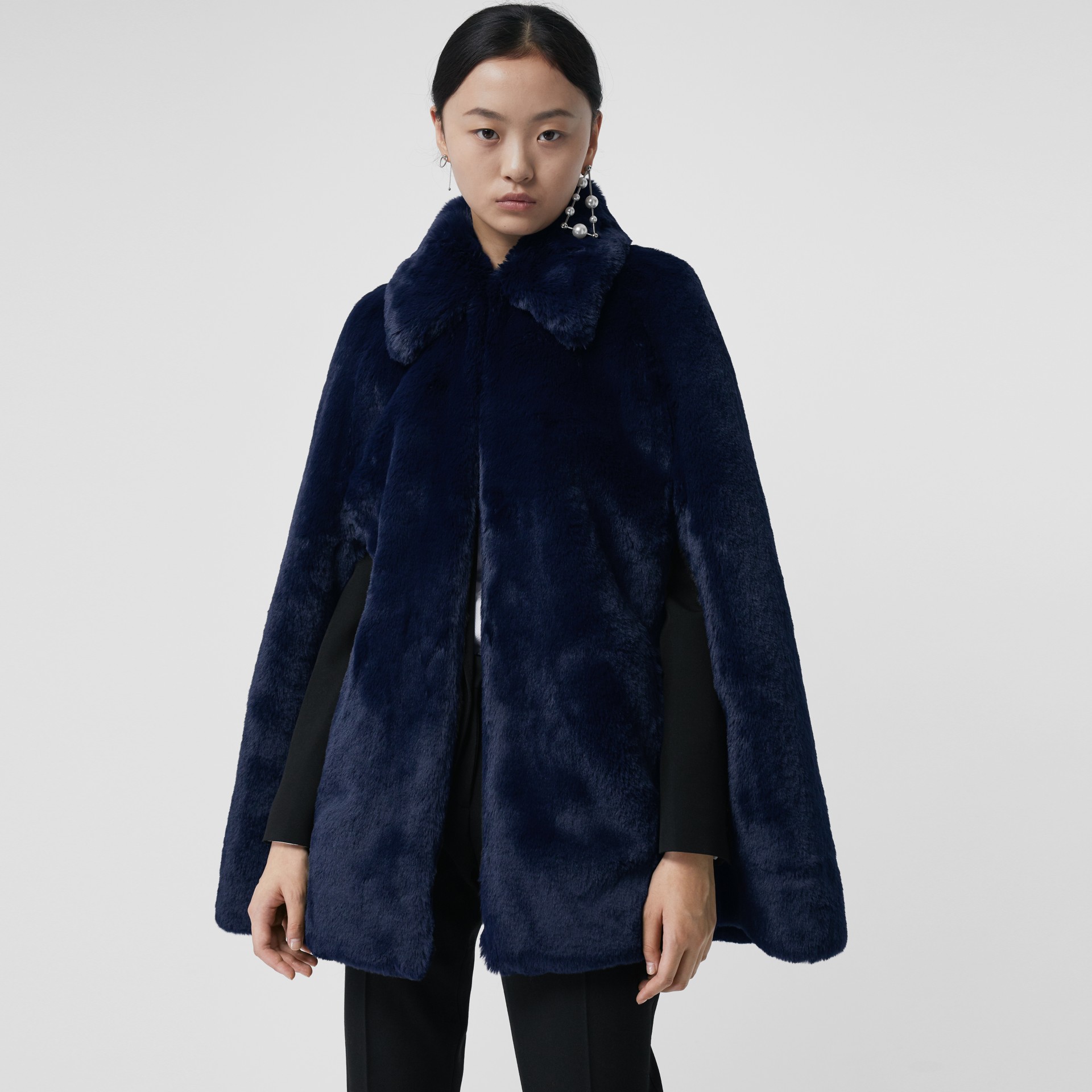 Faux Fur Cape in Navy - Women | Burberry United States