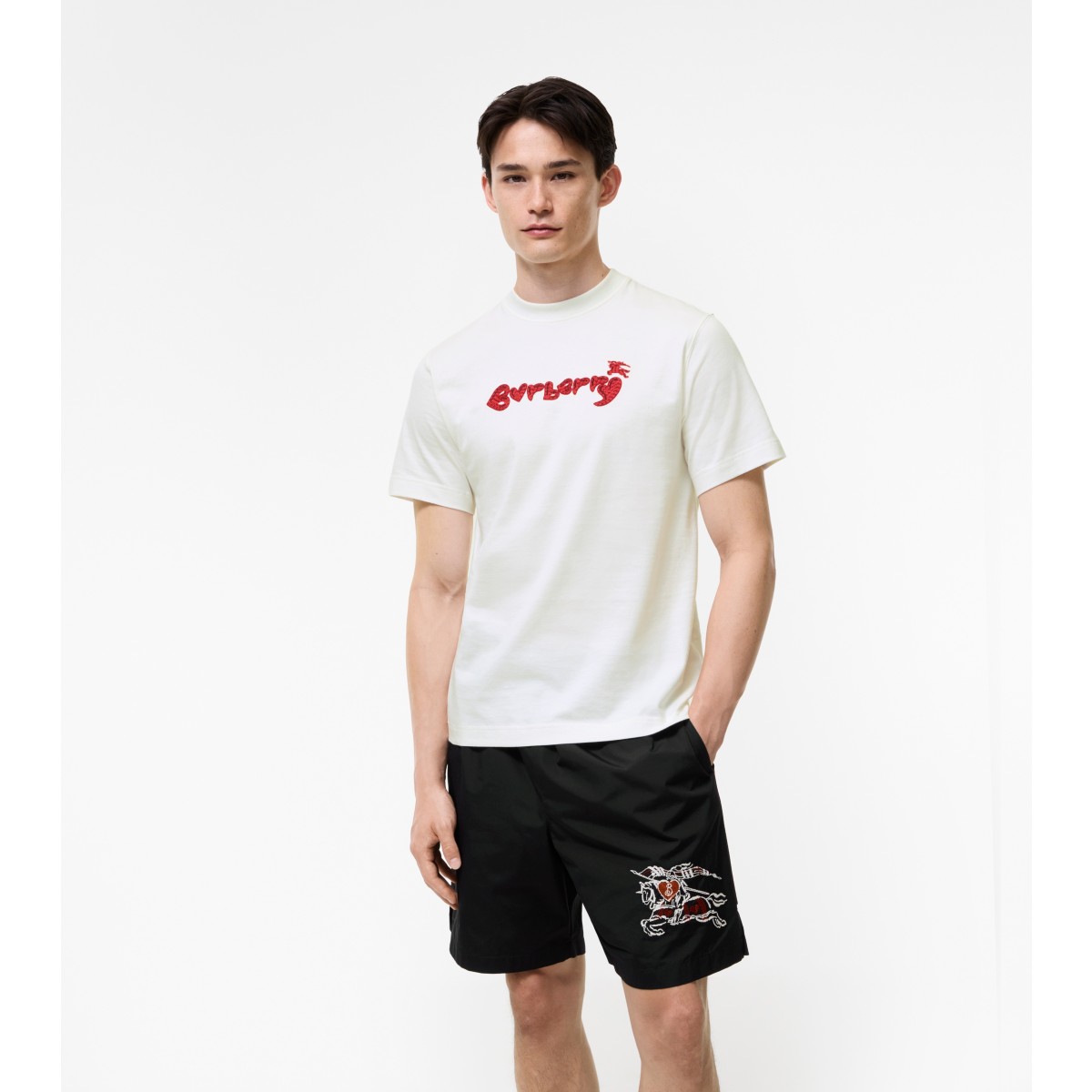  Embroidered Heart Logo Cotton T-shirt