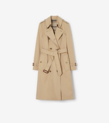 Mid length Chelsea Heritage Trench Coat in Honey Women Cotton Gabardine Burberry Official