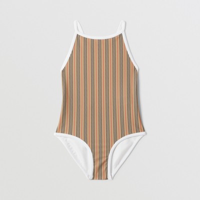 버버리 걸즈 수영복 Burberry Icon Stripe Nylon Swimsuit,3-14 Yrs