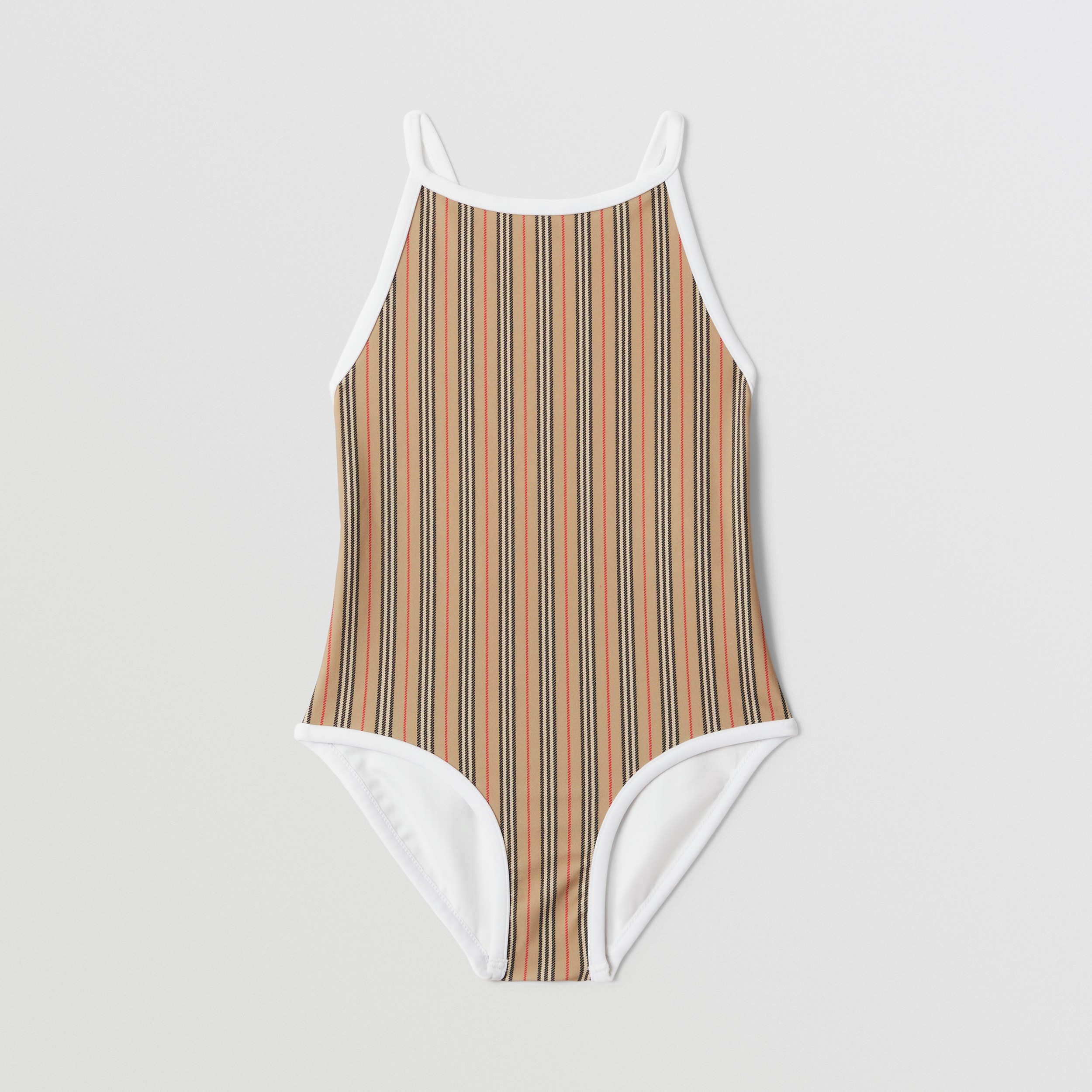 Icon Stripe Nylon Swimsuit in Archive Beige | Burberry® Official - 1