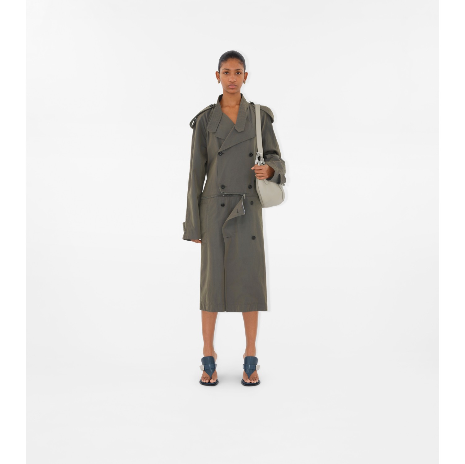 Cotton Linen Trench Dress in Iron Women Burberry Official