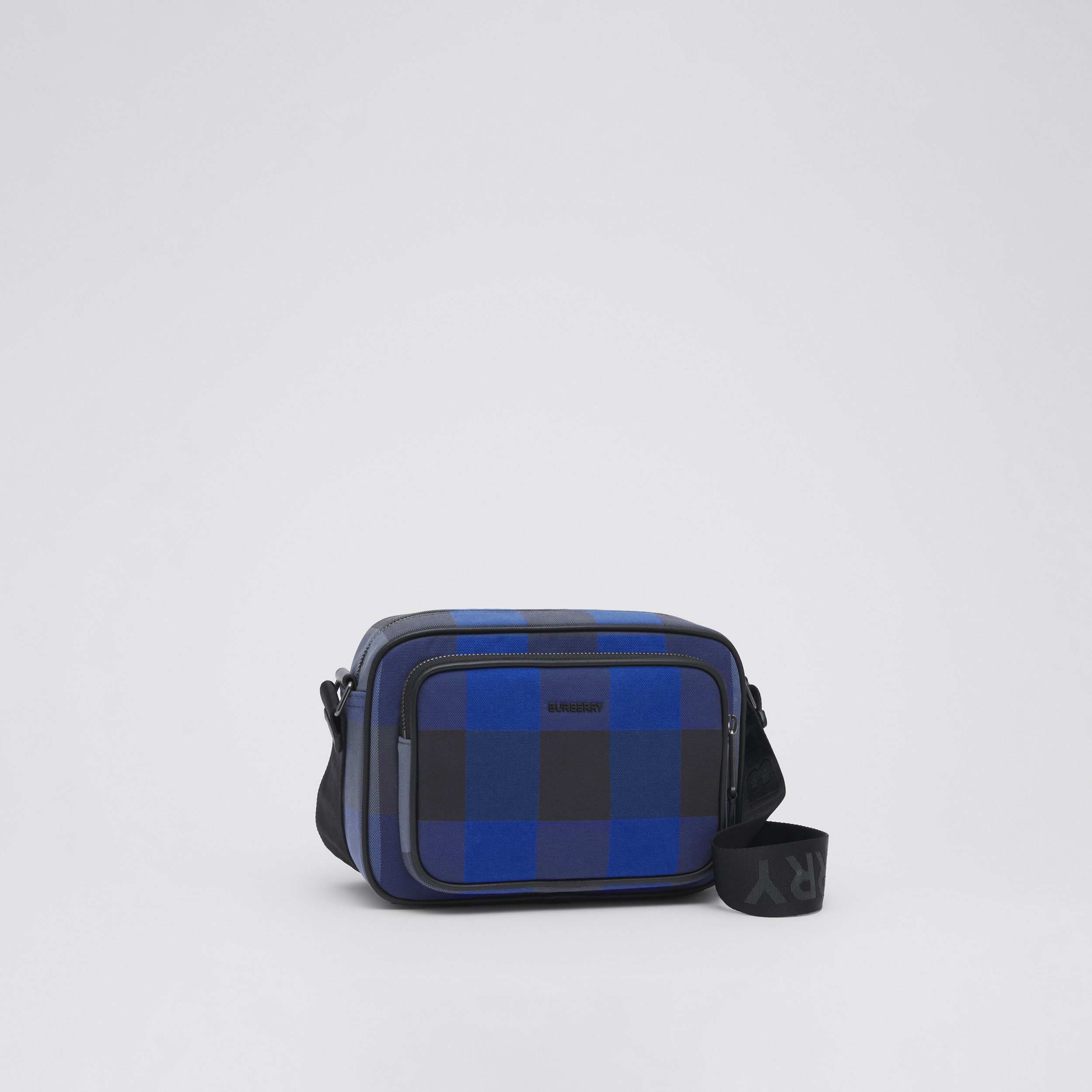 Check Cotton Crossbody Bag in Oceanic Blue - Men | Burberry® Official - 4