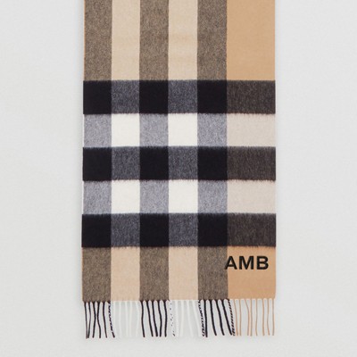Check Cashmere Scarf in Archive Beige | Burberry® Official