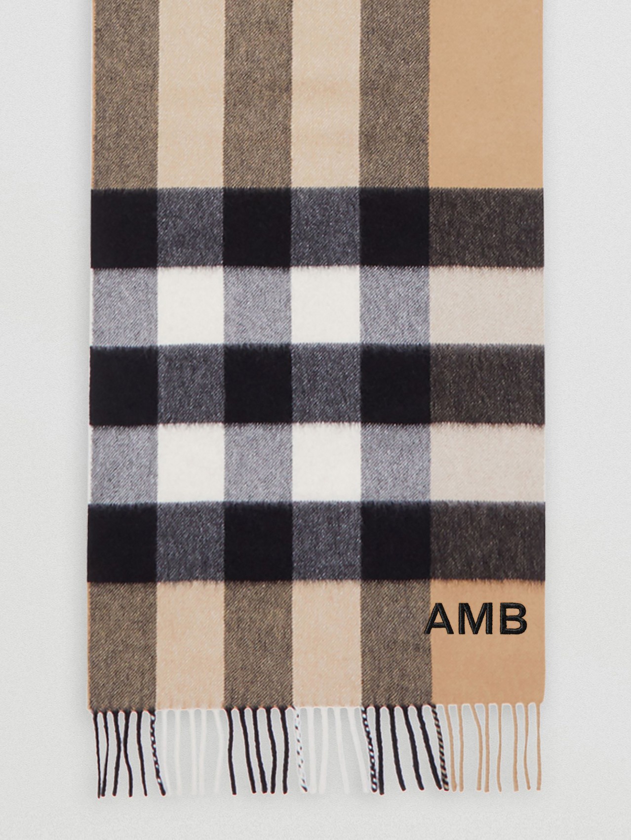 Check Cashmere Scarf in Archive Beige
