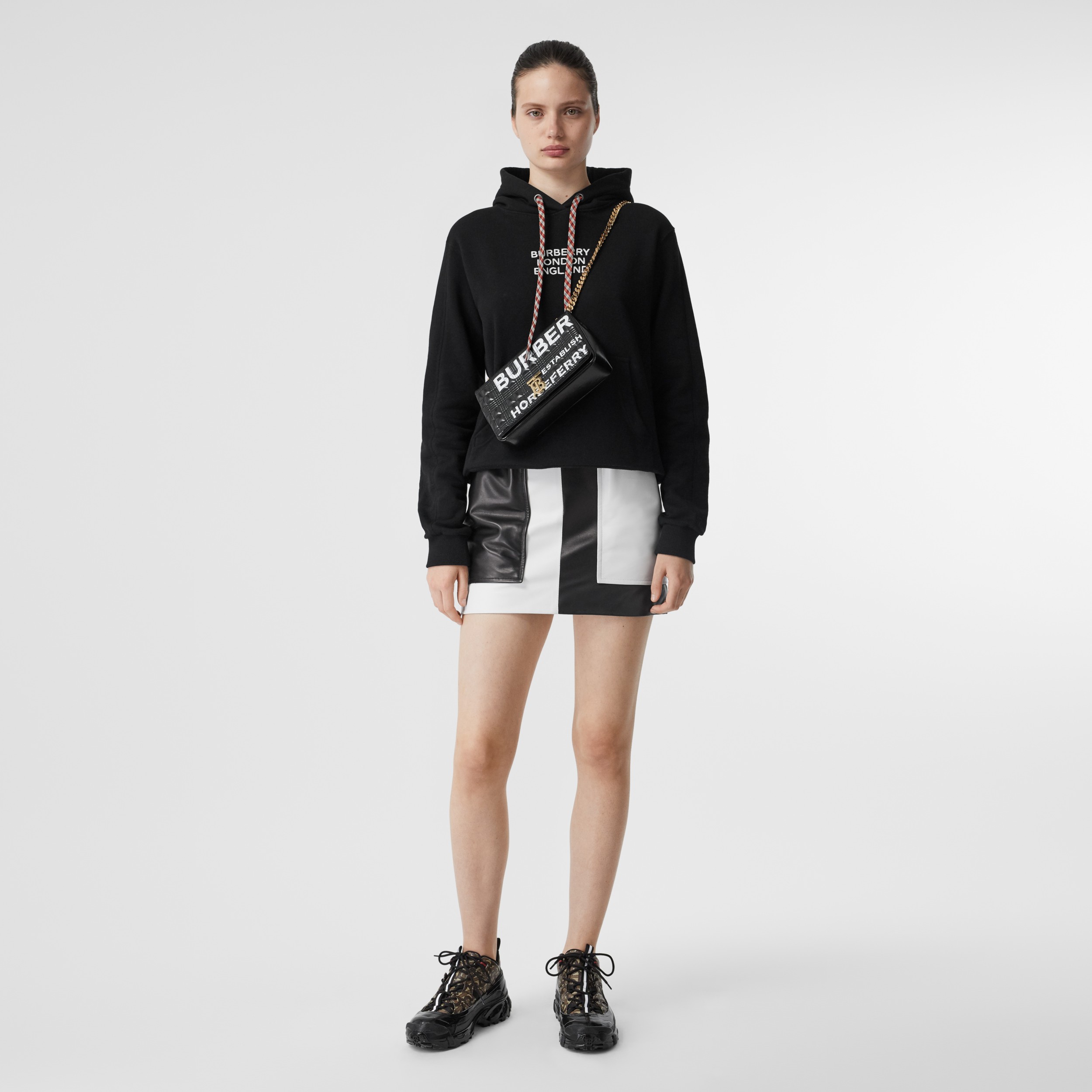 Embroidered Logo Cotton Oversized Hoodie in Black - Women | Burberry ...