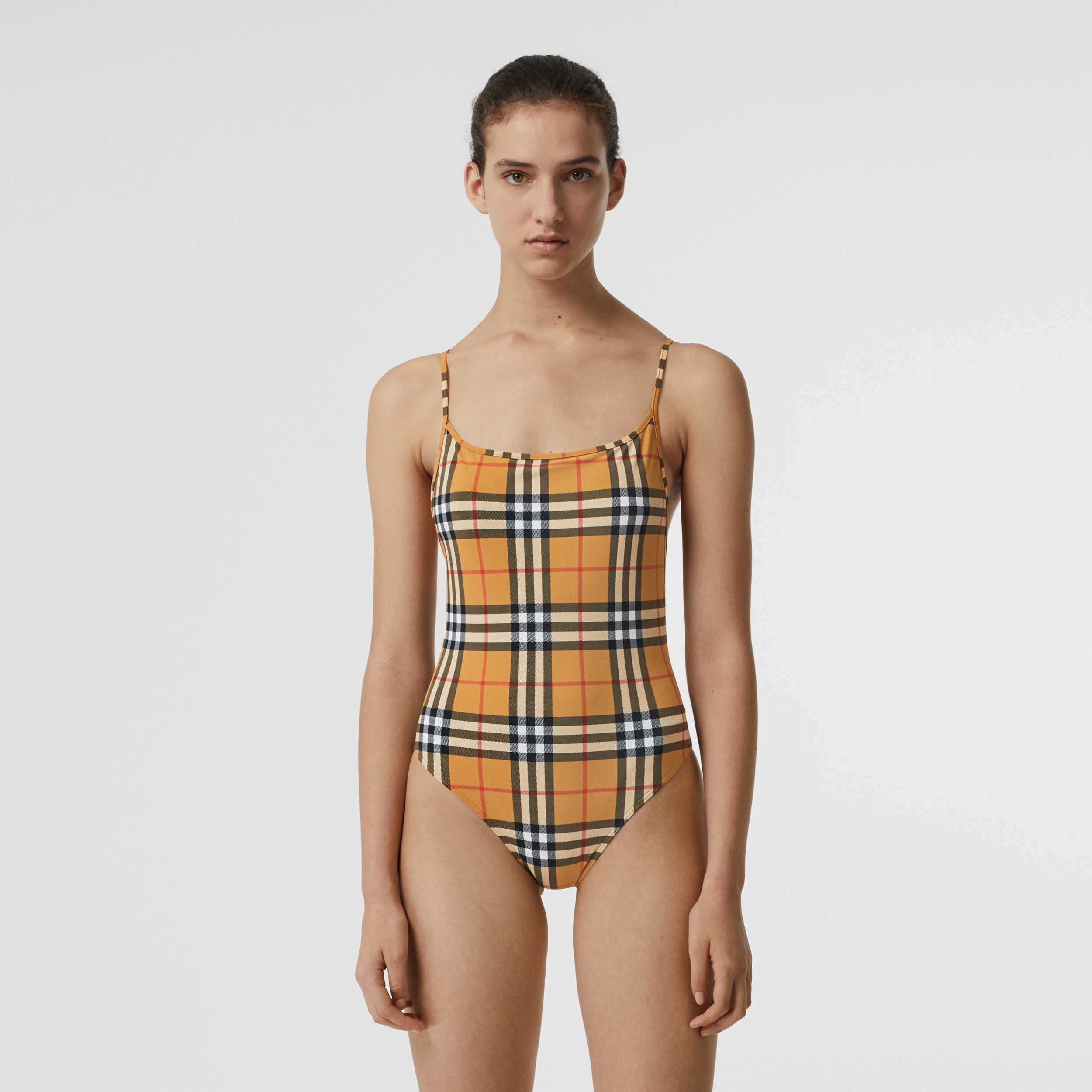 Vintage Check Swimsuit in Camel - Women | Burberry United States