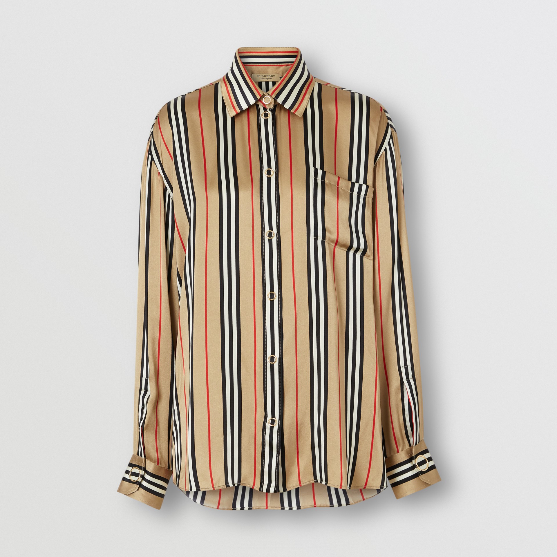 Icon Stripe Silk Shirt in Archive Beige - Women | Burberry United States