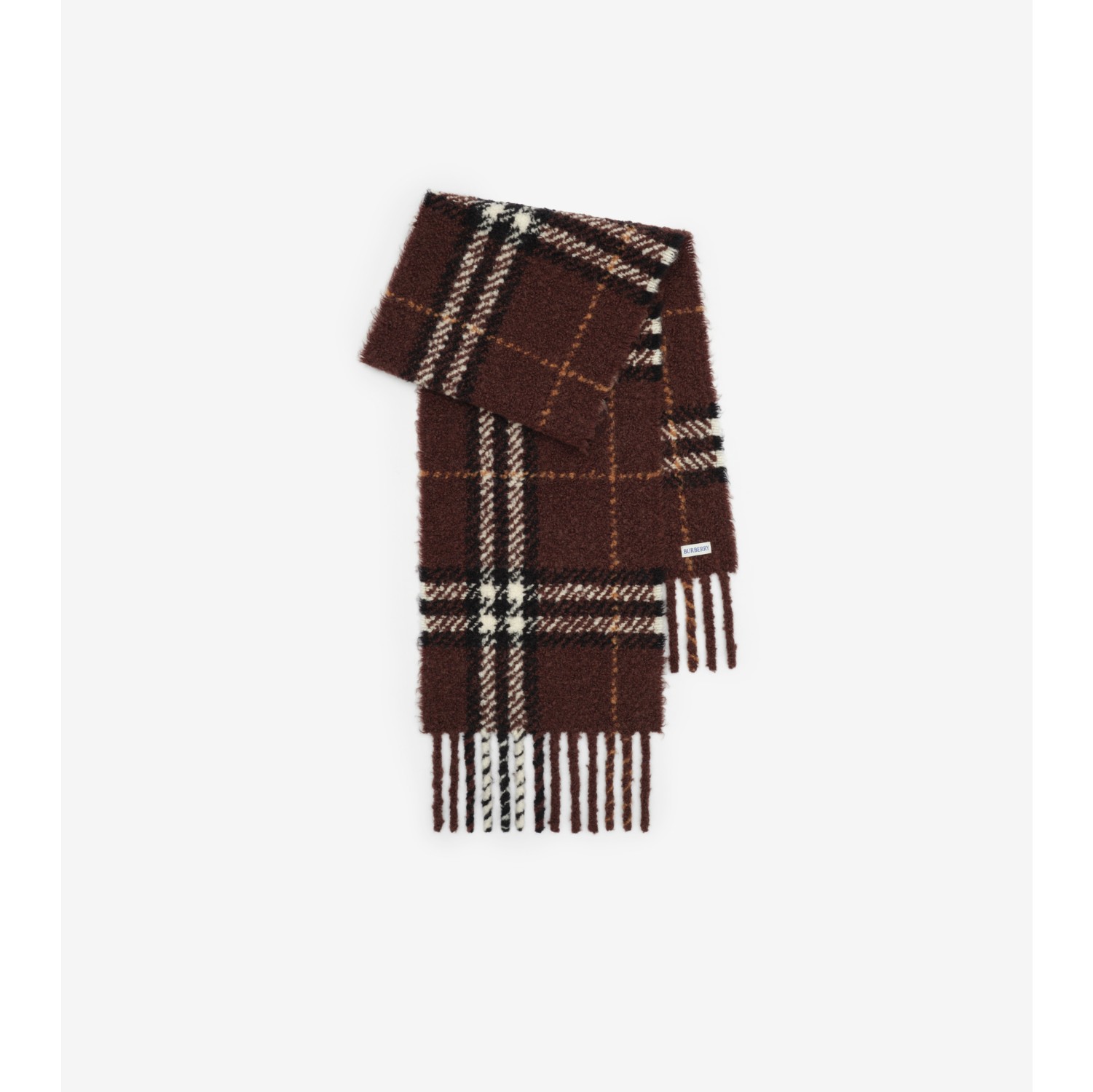 Check Alpaca Wool Blend Bouclé Scarf