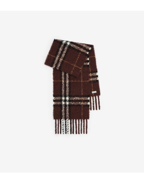 Check Alpaca Wool Blend Bouclé Scarf