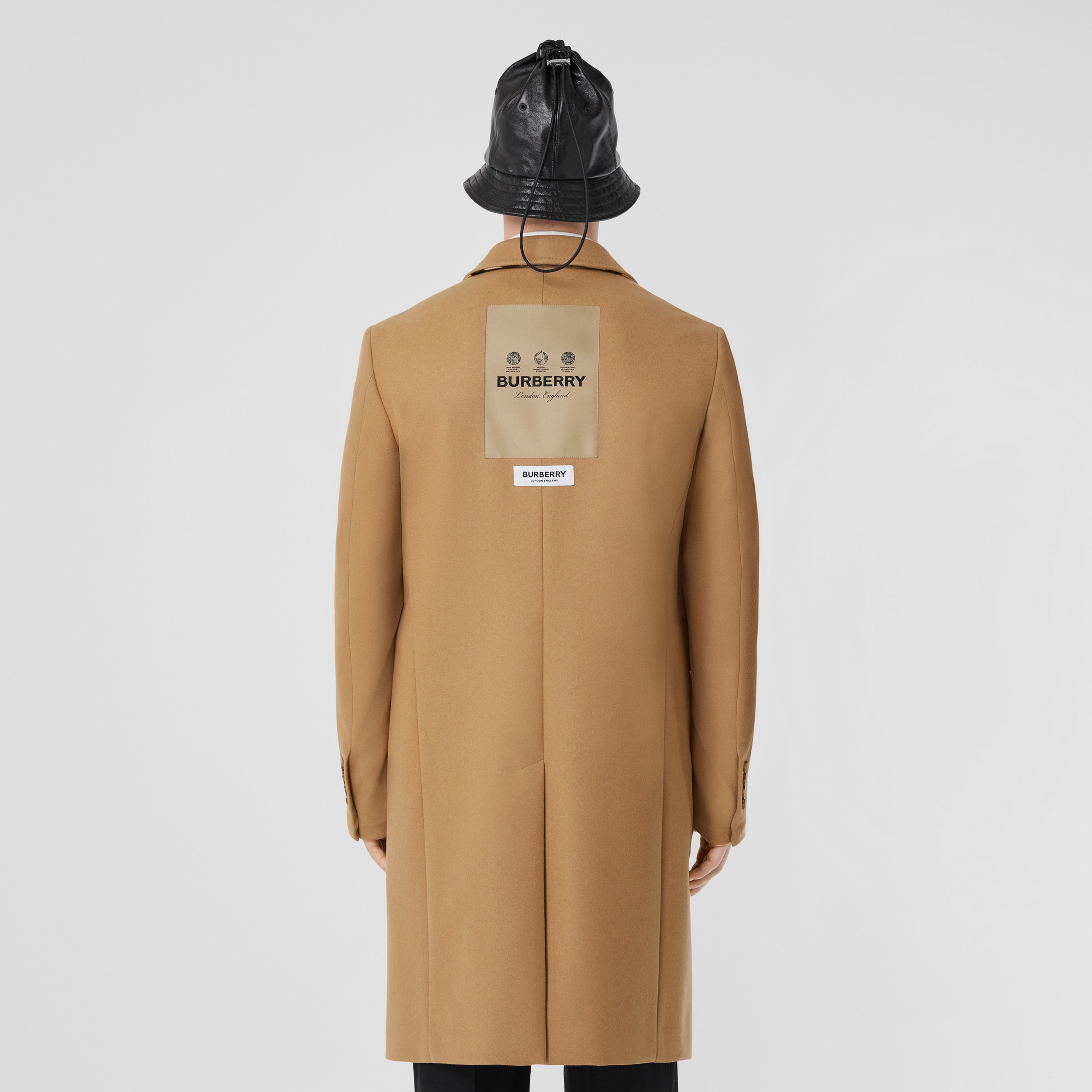 Label Appliqué Wool Cashmere Tailored Coat in Camel - Men | Burberry® Official - 1