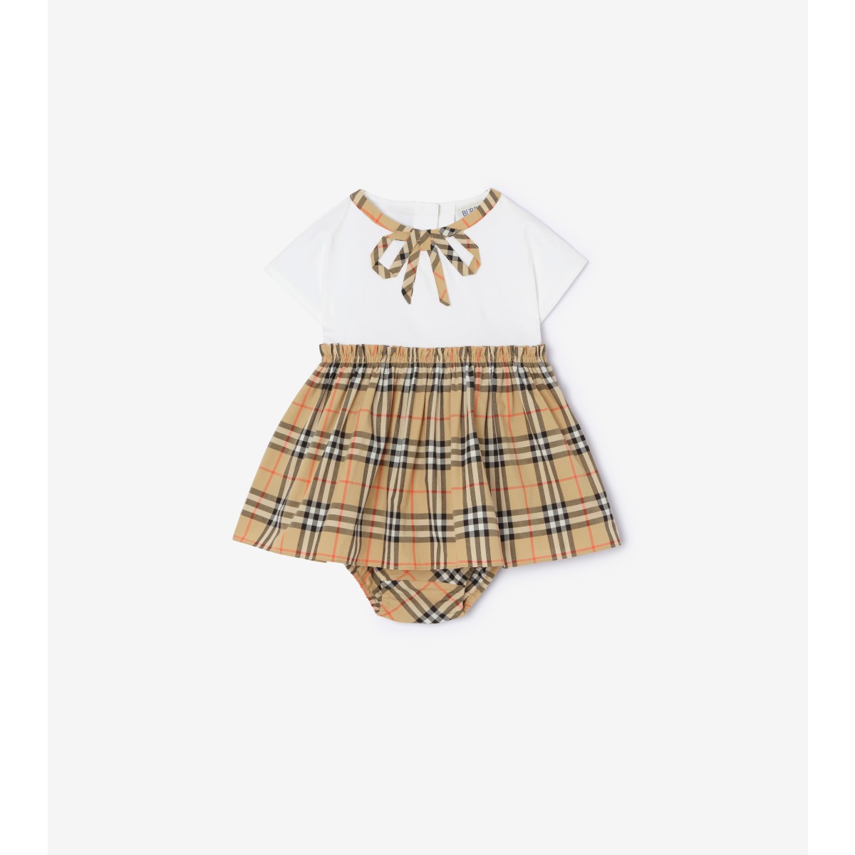  Check Bow Cotton Dress with Bloomers