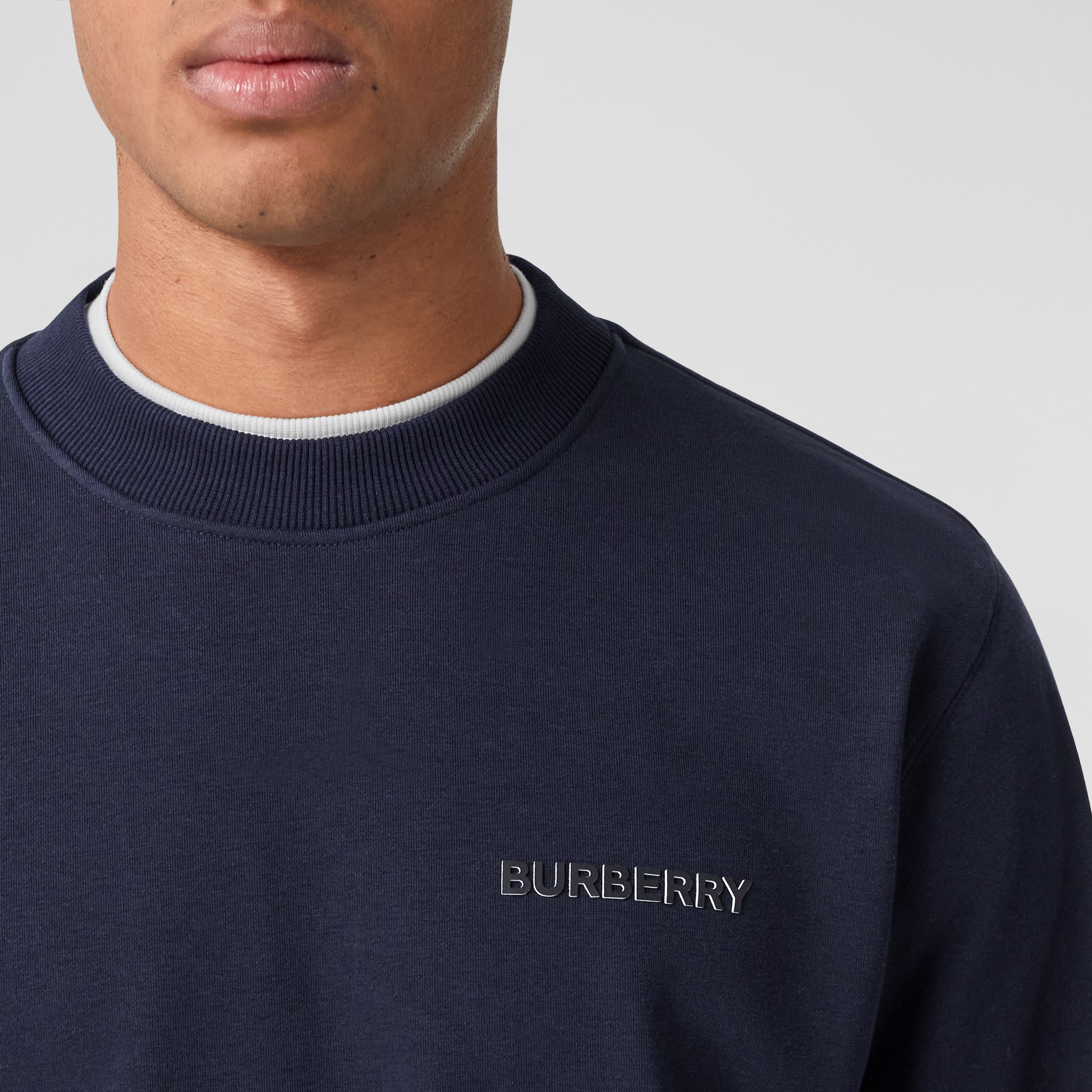 Logo Print Stretch Cotton Sweatshirt in Coal Blue - Men | Burberry® Official - 2