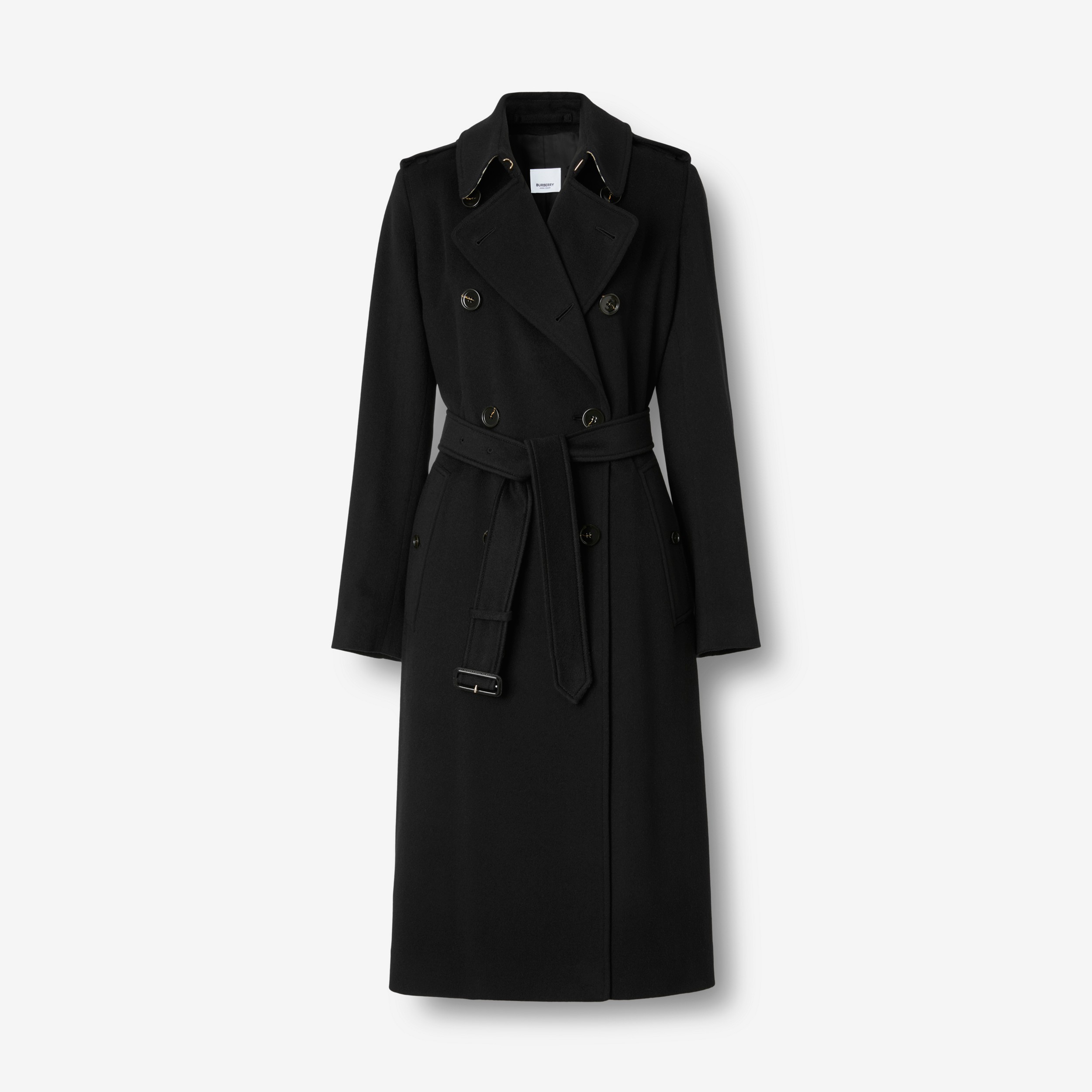 Trench coat Kensington em cashmere (Preto) - Mulheres | Burberry® oficial - 1
