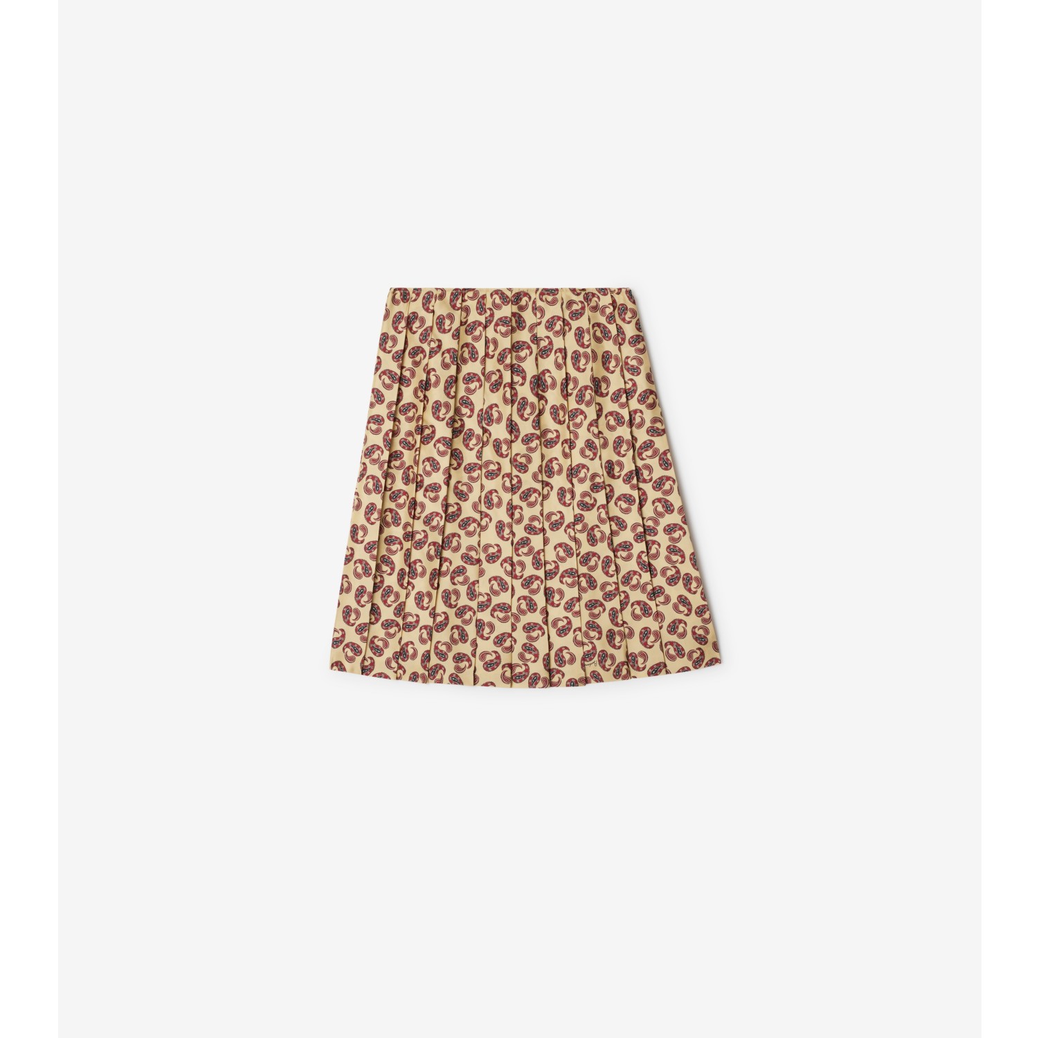 Pleated Paisley Silk Skirt