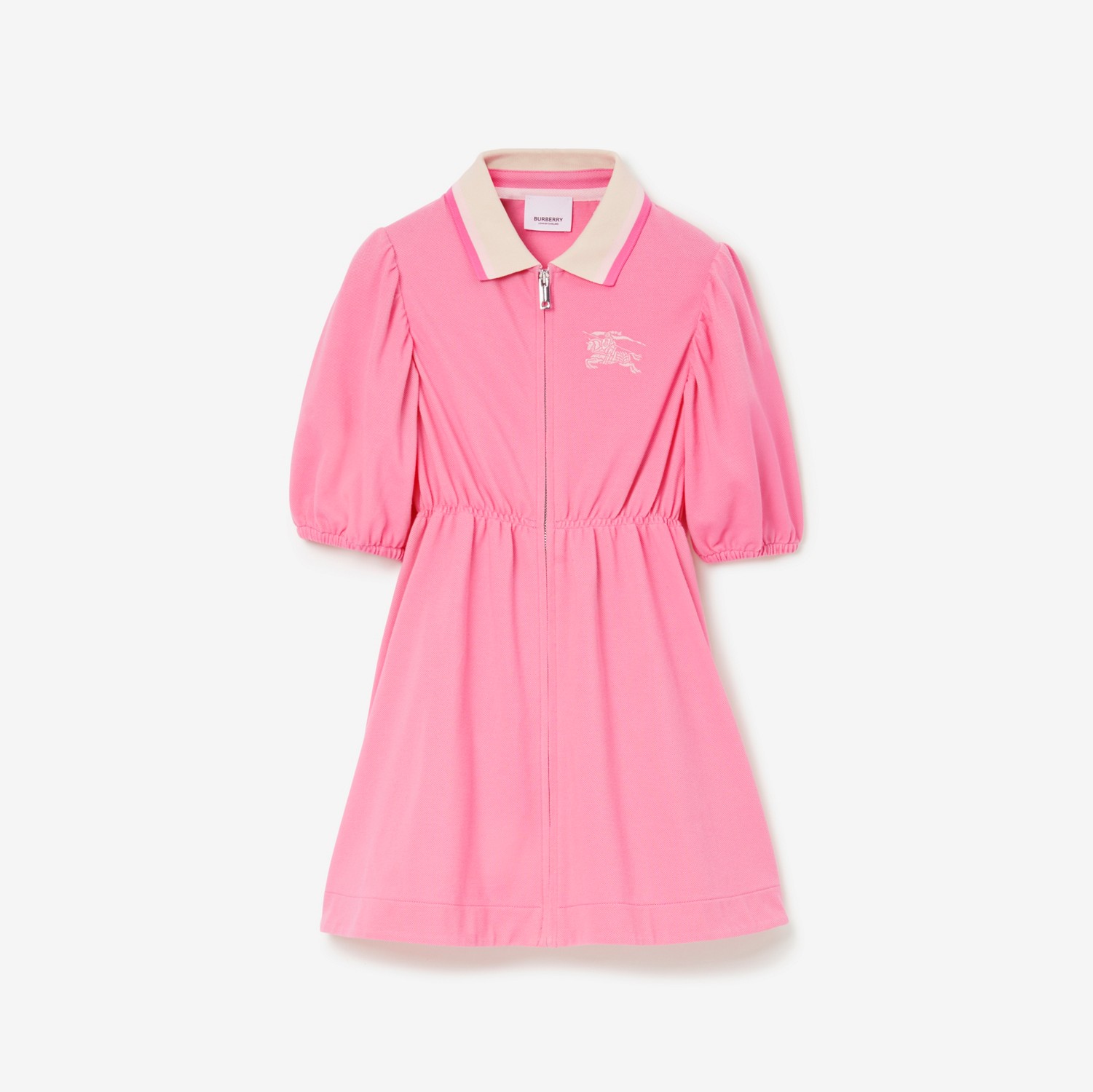 Vestido camiseta tipo polo en algodón con EKD (Rosa Chicle Suave) | Burberry® oficial