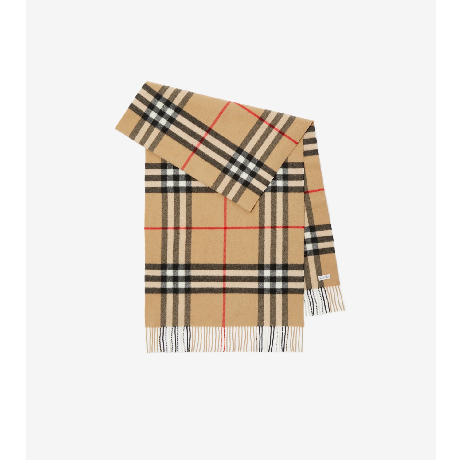 Wide Check Cashmere Scarf in Archive beige Burberry Official