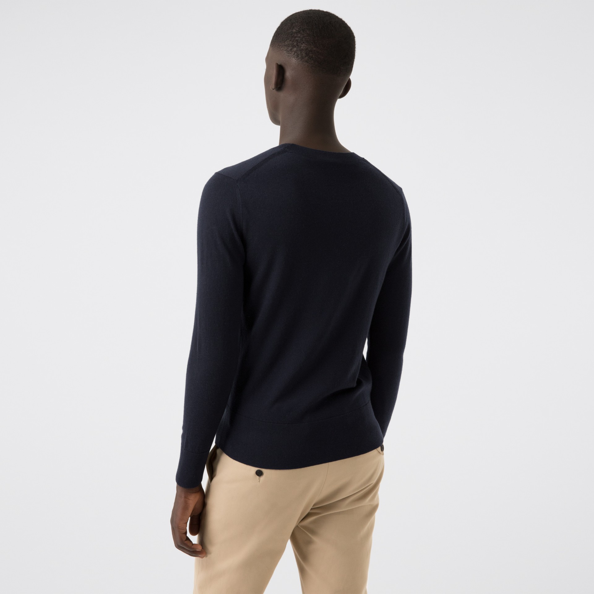 Crew Neck Cashmere Sweater in Navy - Men | Burberry United States