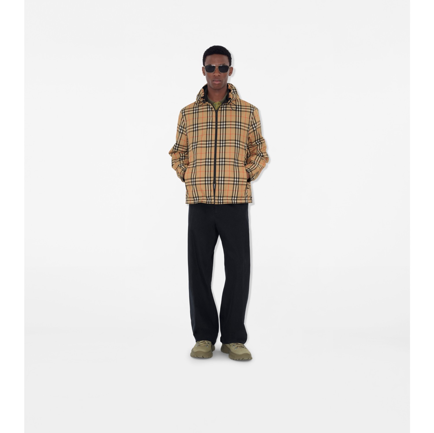 Reversible Check Hooded Jacket