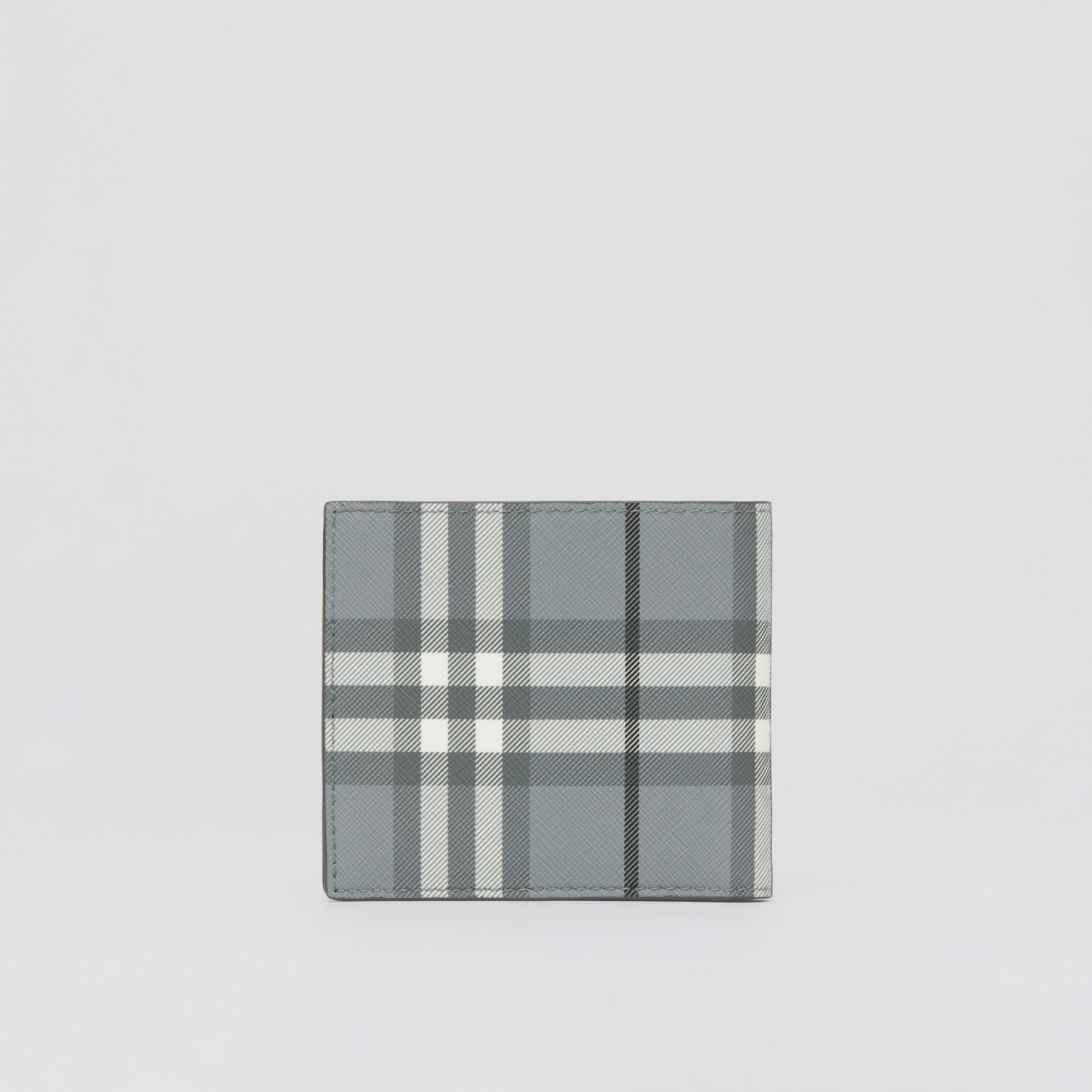Check and Leather International Bifold Wallet in Storm Grey - Men | Burberry® Official - 4