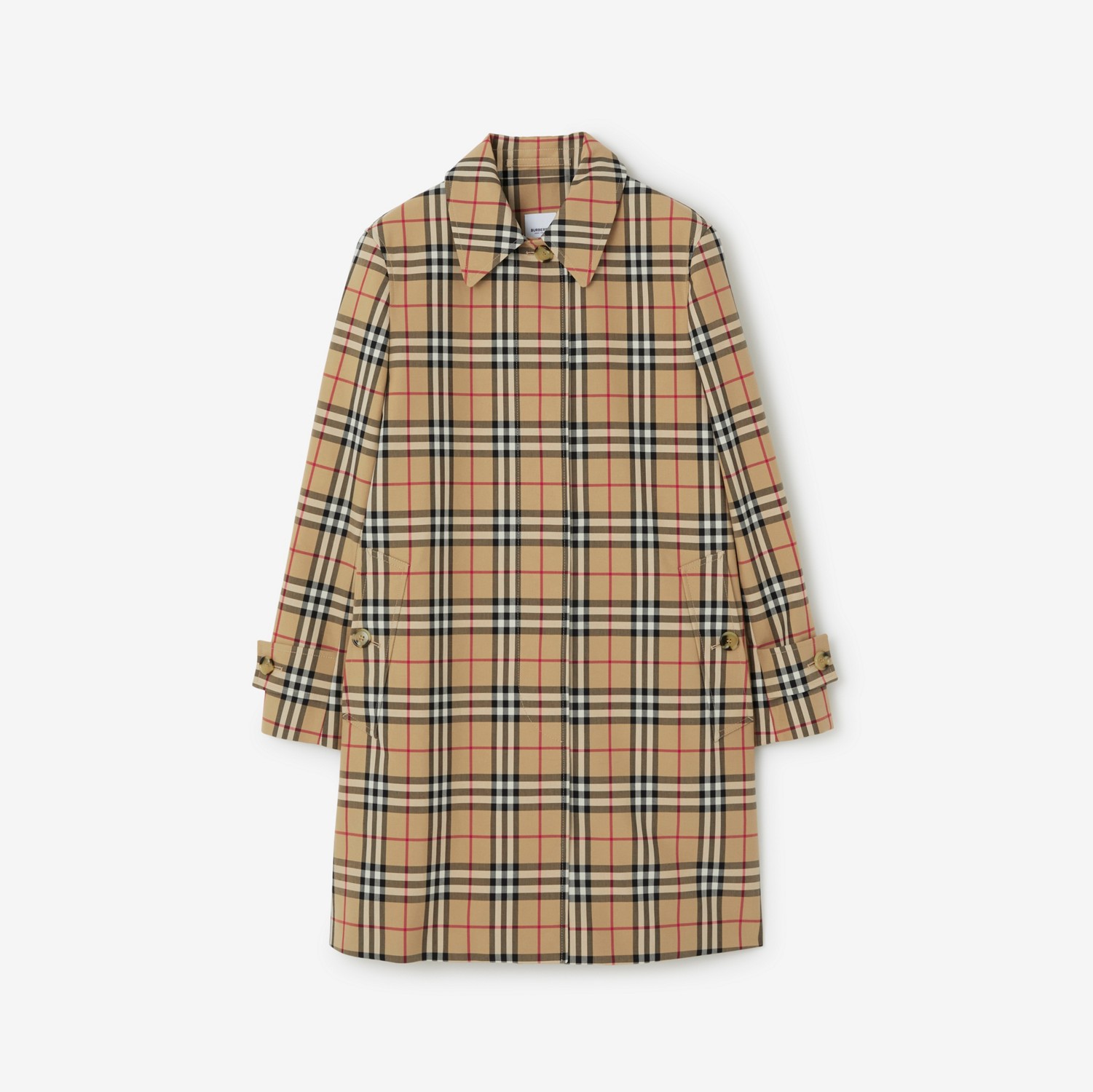 Check Cotton Car Coat in Archive Beige - Women | Burberry® Official