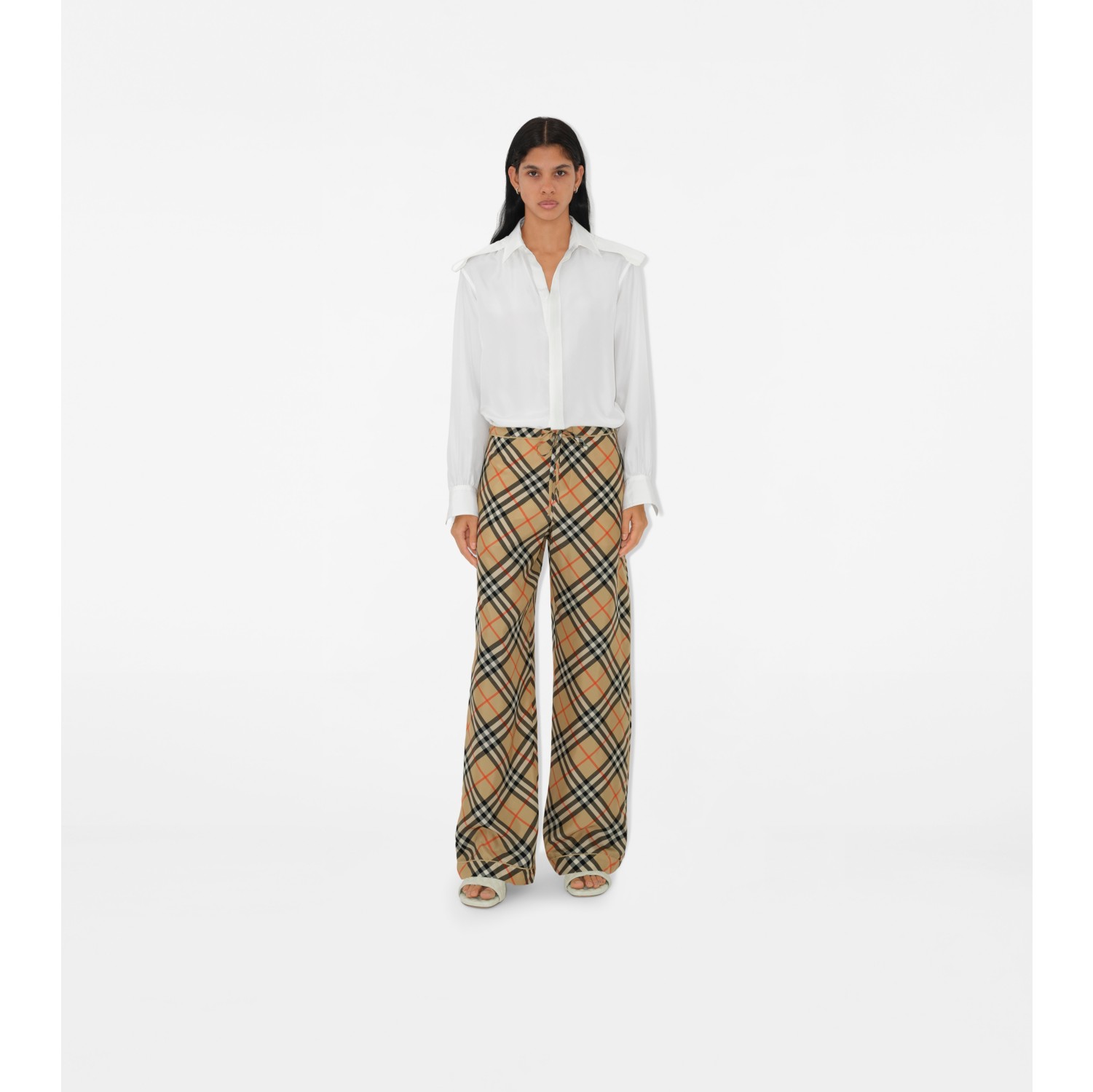 Check Silk Pyjama Trousers