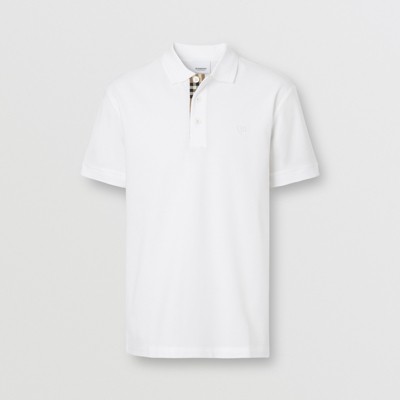 Shop Burberry Cotton Polo Shirt In White