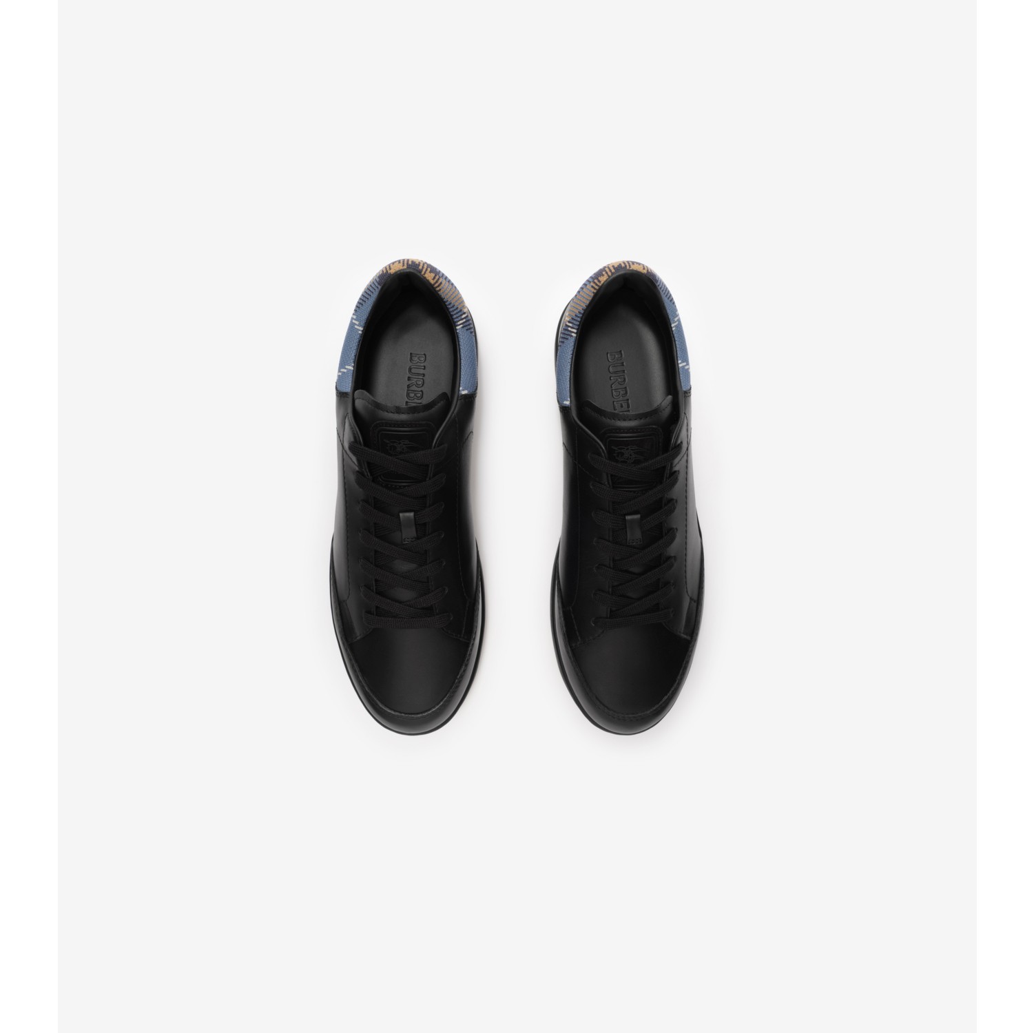 Leather Set Sneakers​ in Black/wave blue - Men | Burberry® Official