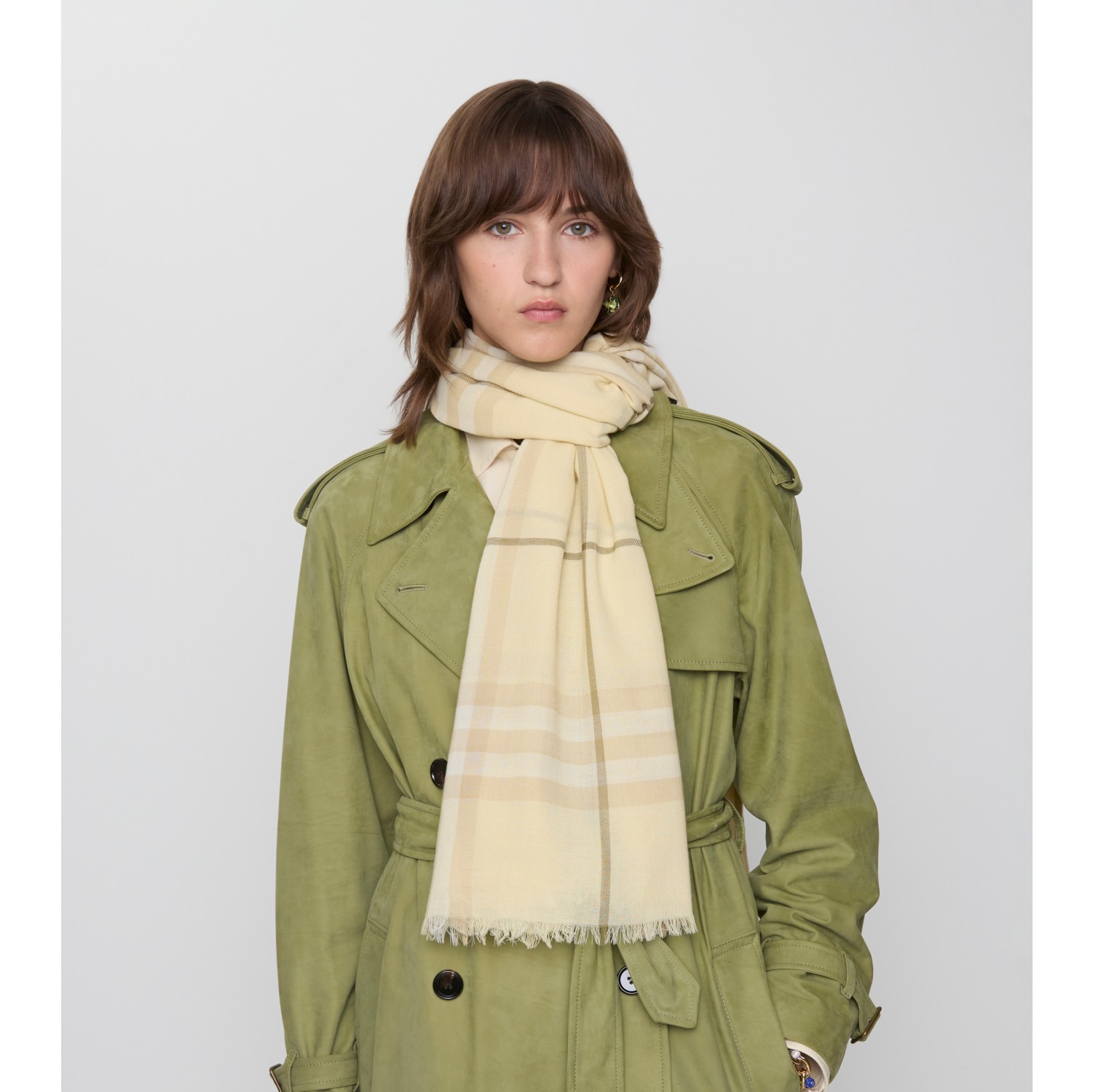 Écharpe large en laine Check