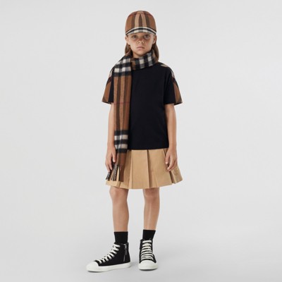 Exaggerated Check Panel Cotton T-shirt – Online Exclusive