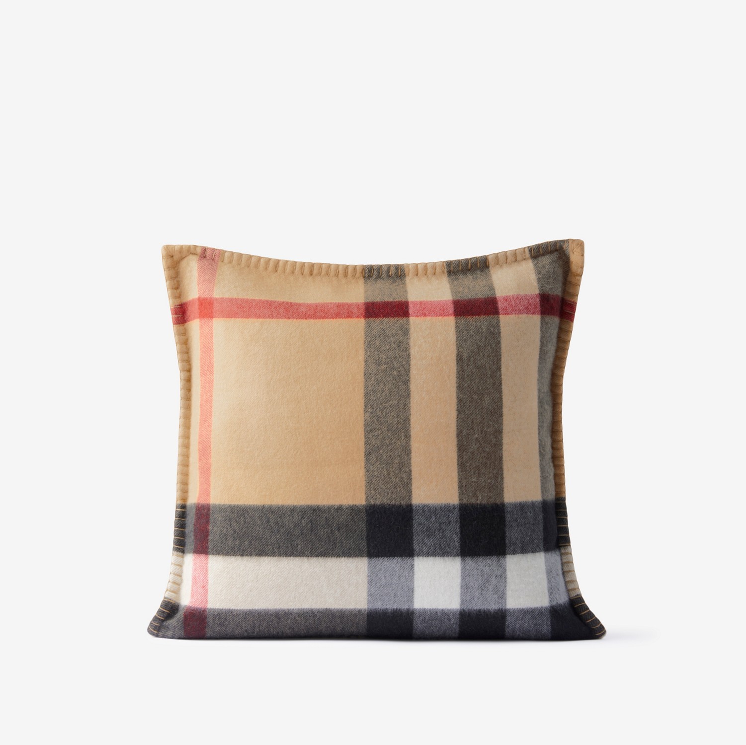 Exaggerated Check Cashmere Cushion Cover in Archive Beige | Burberry® Official