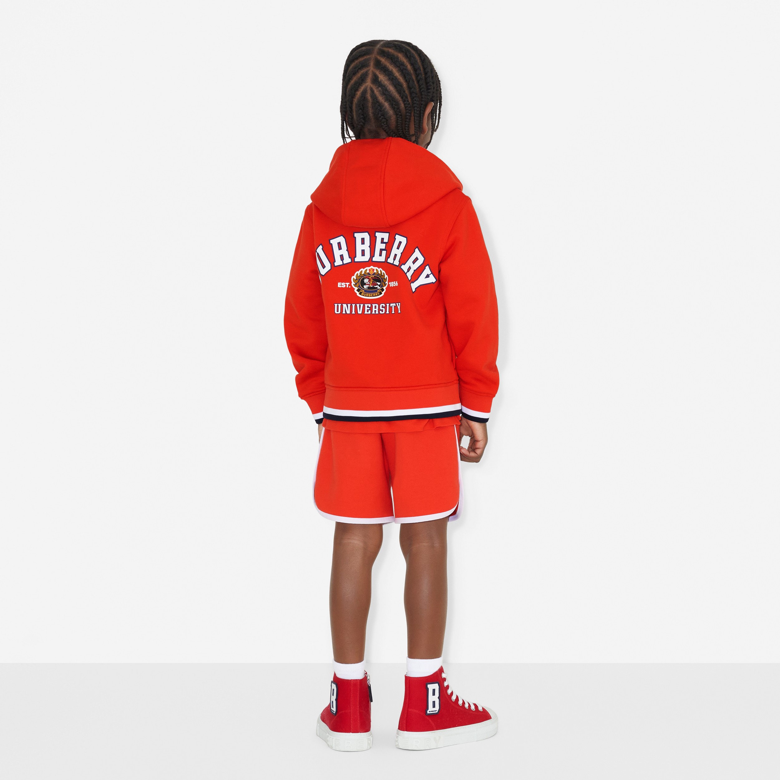 College Graphic Cotton Zip Hoodie in Bold Red | Burberry® Official - 3