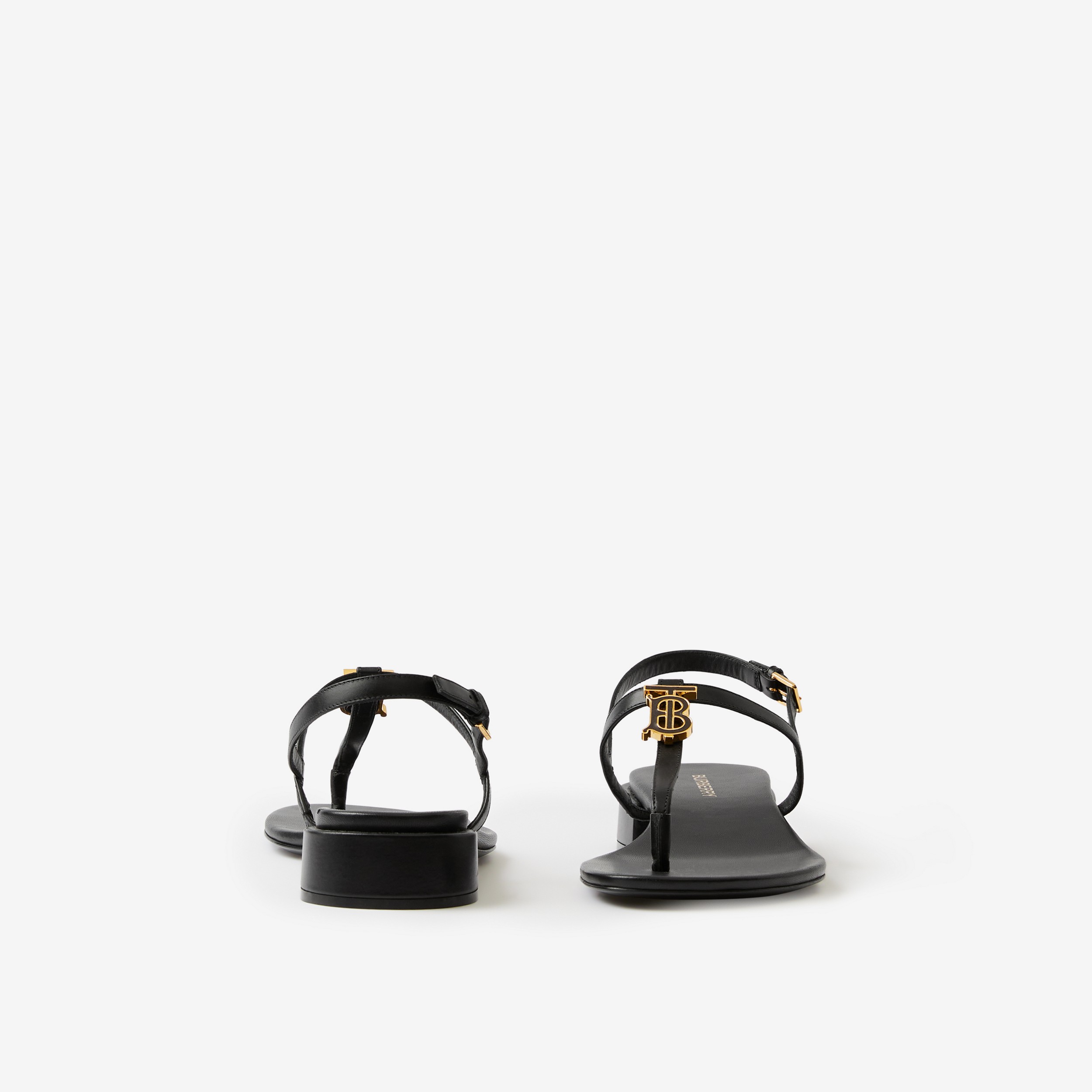 Sandálias de couro com monograma (Preto) - Mulheres | Burberry® oficial - 4