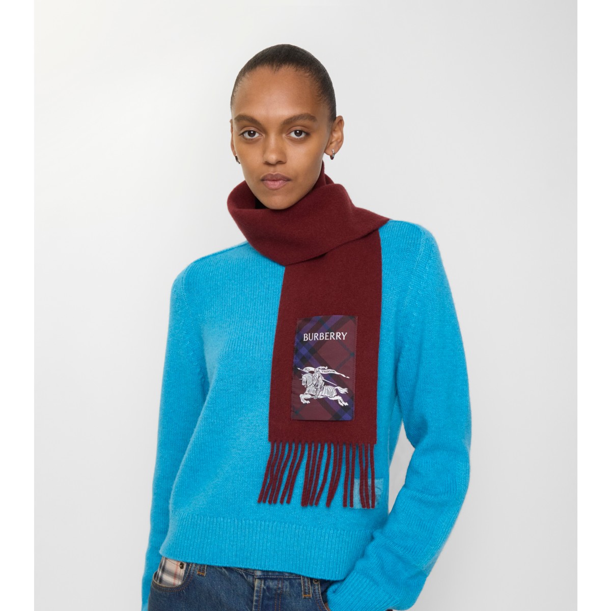  Check Label Cashmere Scarf