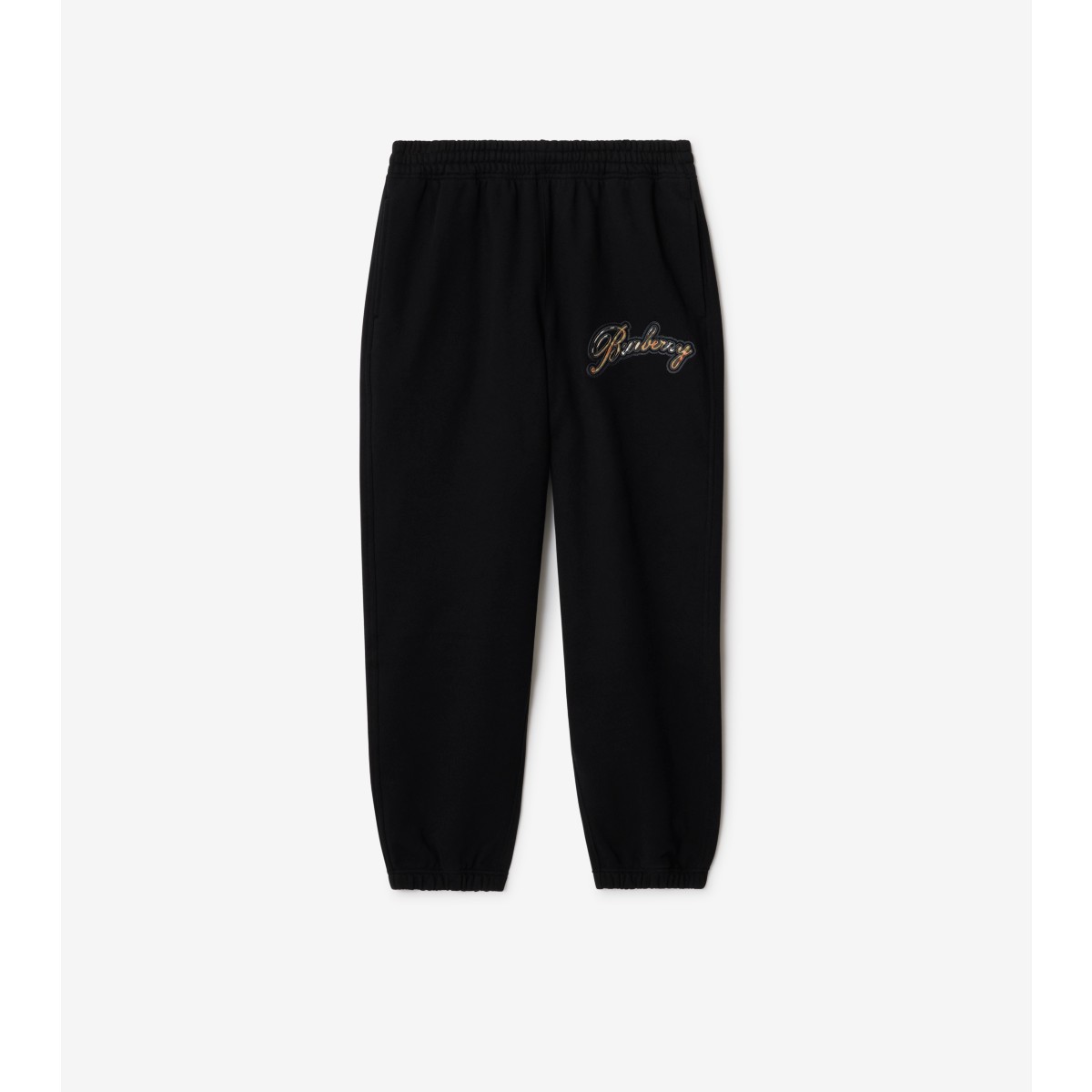 Burberry Check Cursive Logo Cotton Jogging Pants In Black