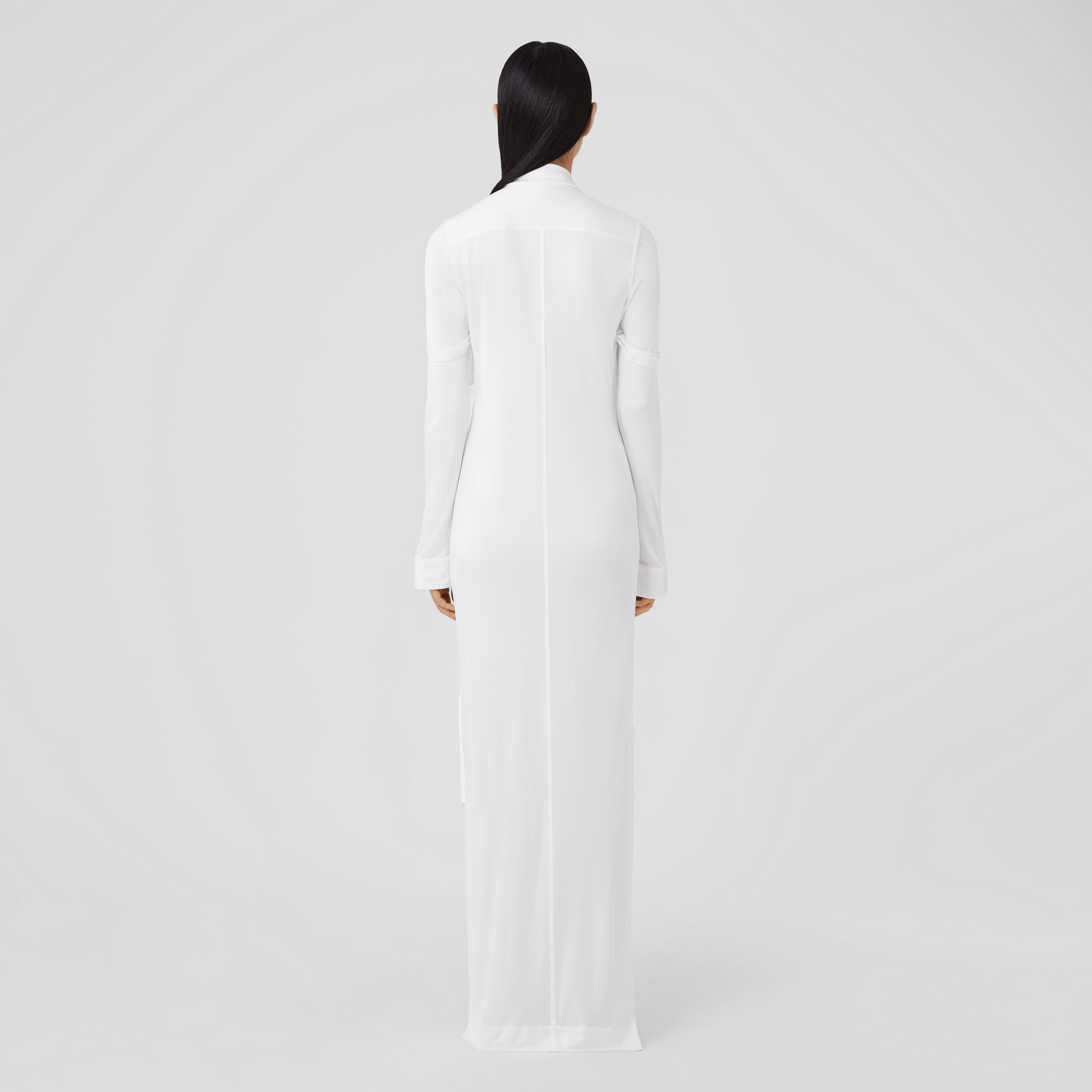Vestido estilo camisa reconstruído de malha de viscose (Branco Óptico) - Mulheres | Burberry® oficial - 3