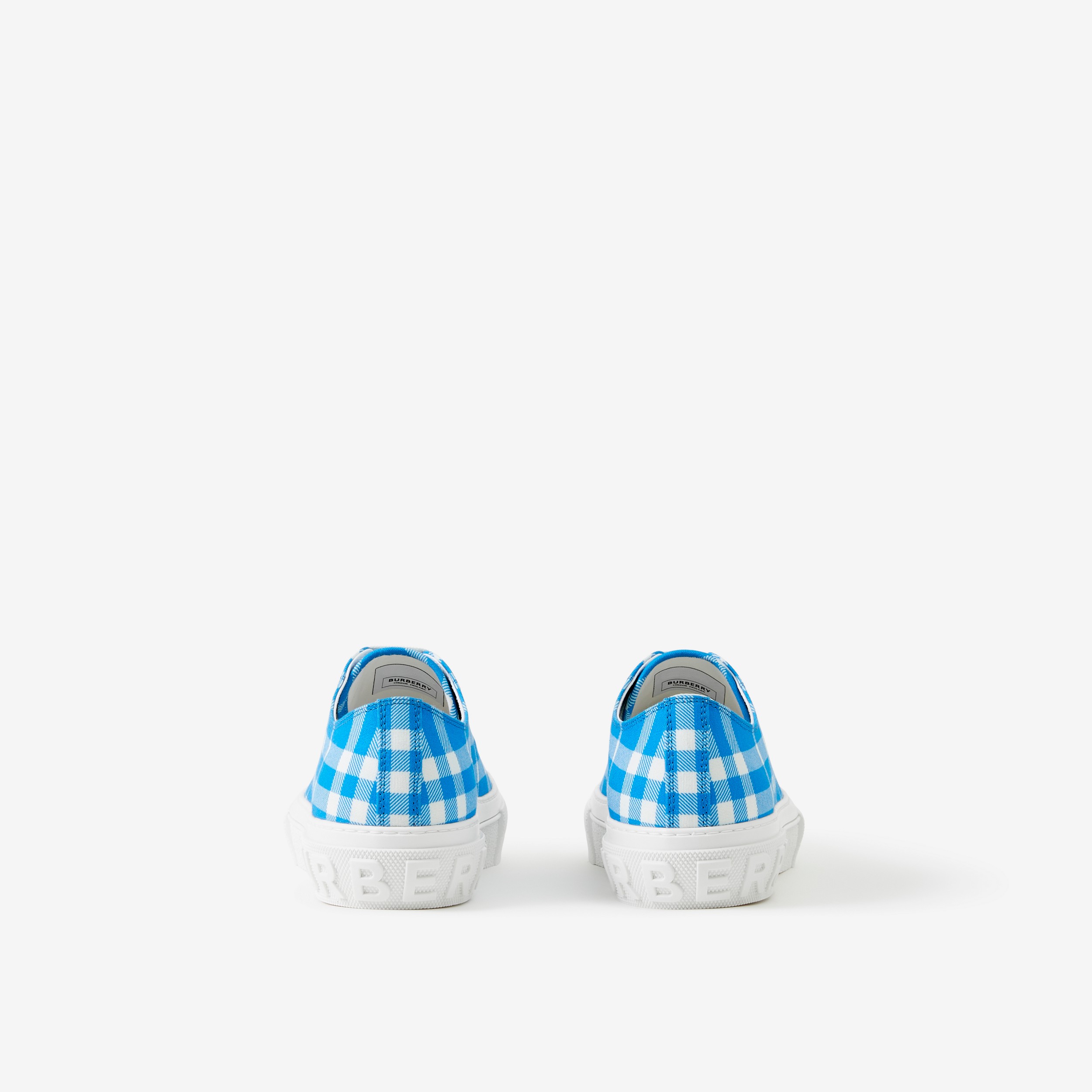 Tênis em algodão xadrez (Azul Vívido) - Homens | Burberry® oficial - 3