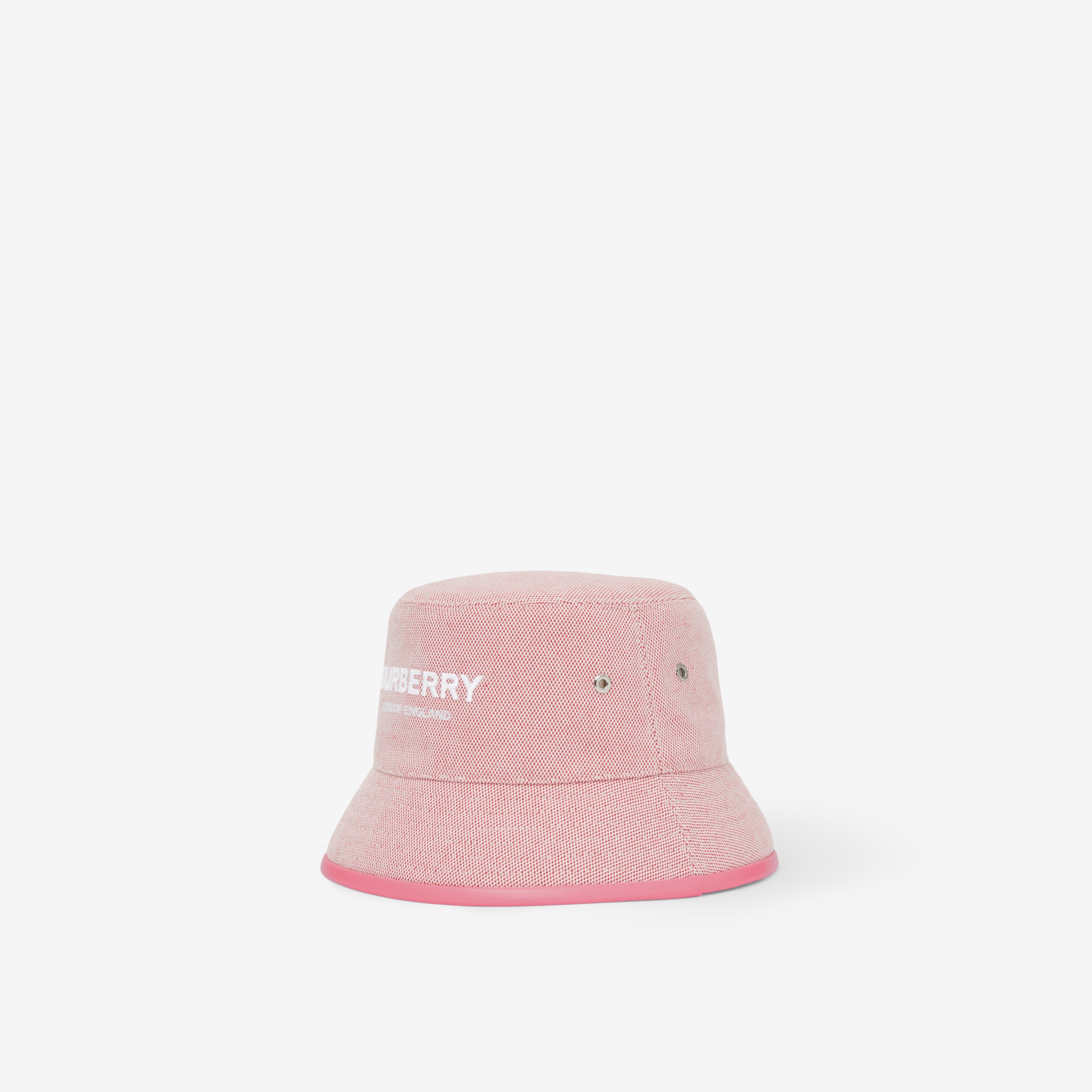 Embroidered Logo Cotton Canvas Bucket Hat in Red/ecru | Burberry® Official