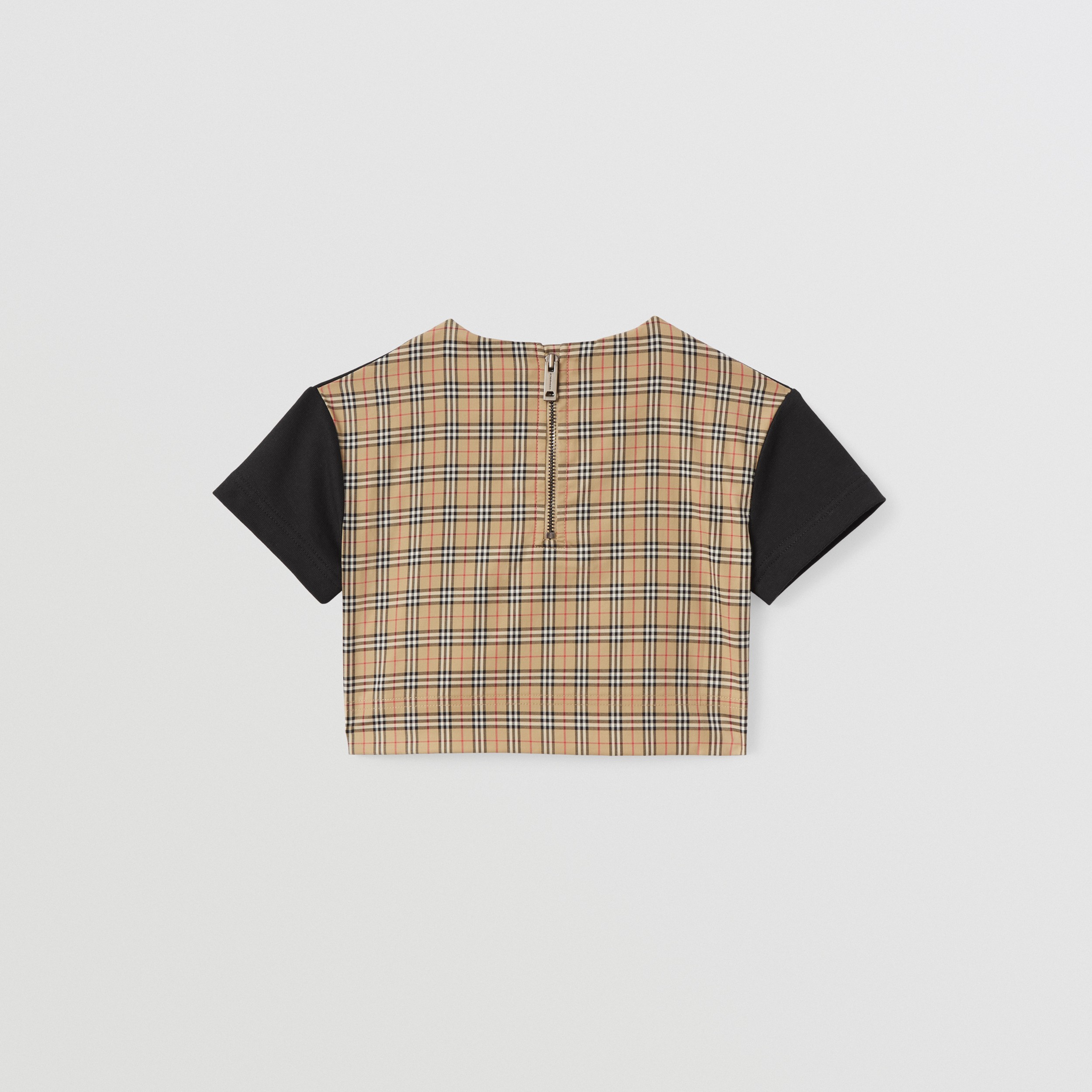 Check Panel Cotton T-shirt in Black - Children | Burberry® Official - 4