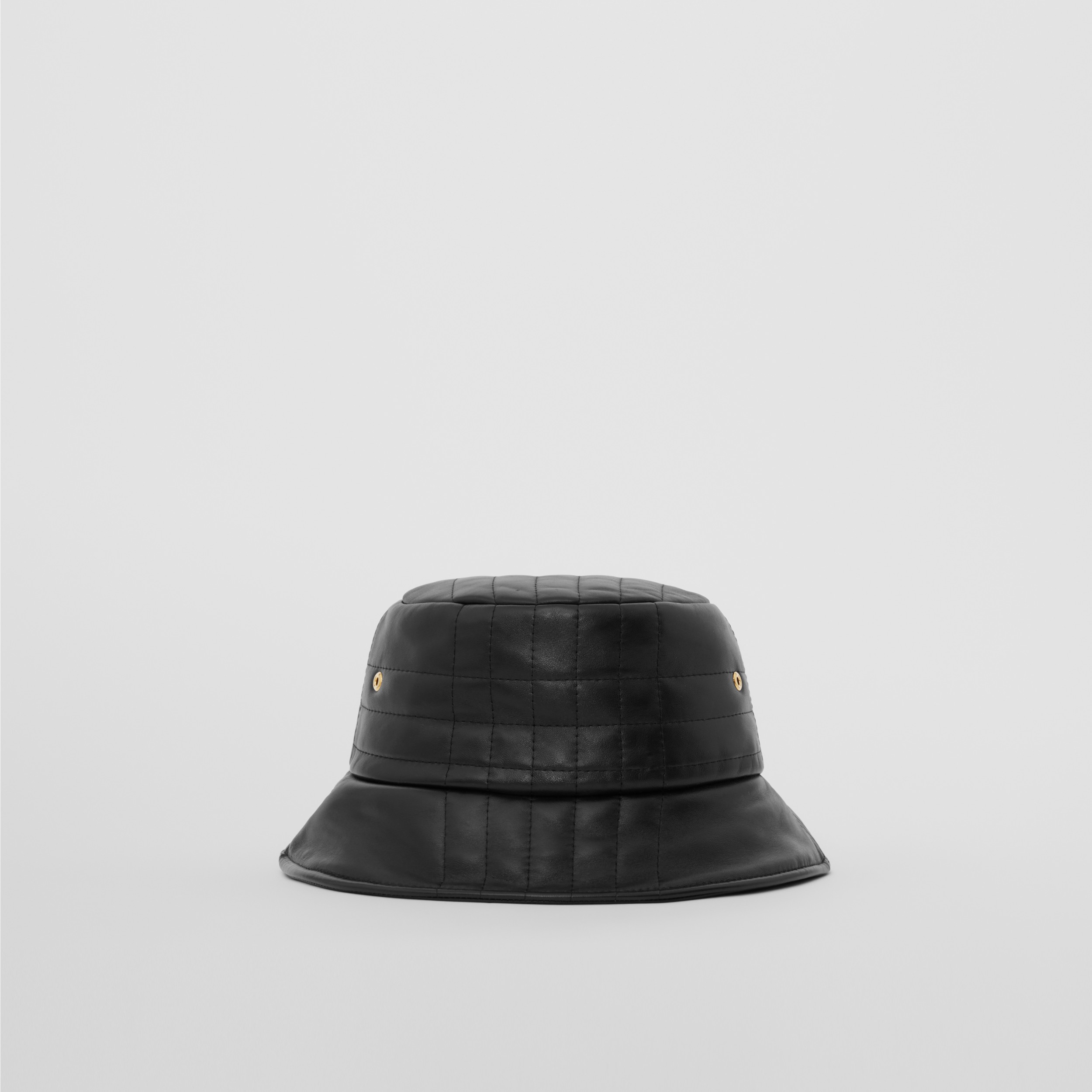Monogram Motif Quilted Leather Bucket Hat in Black | Burberry® Official - 3