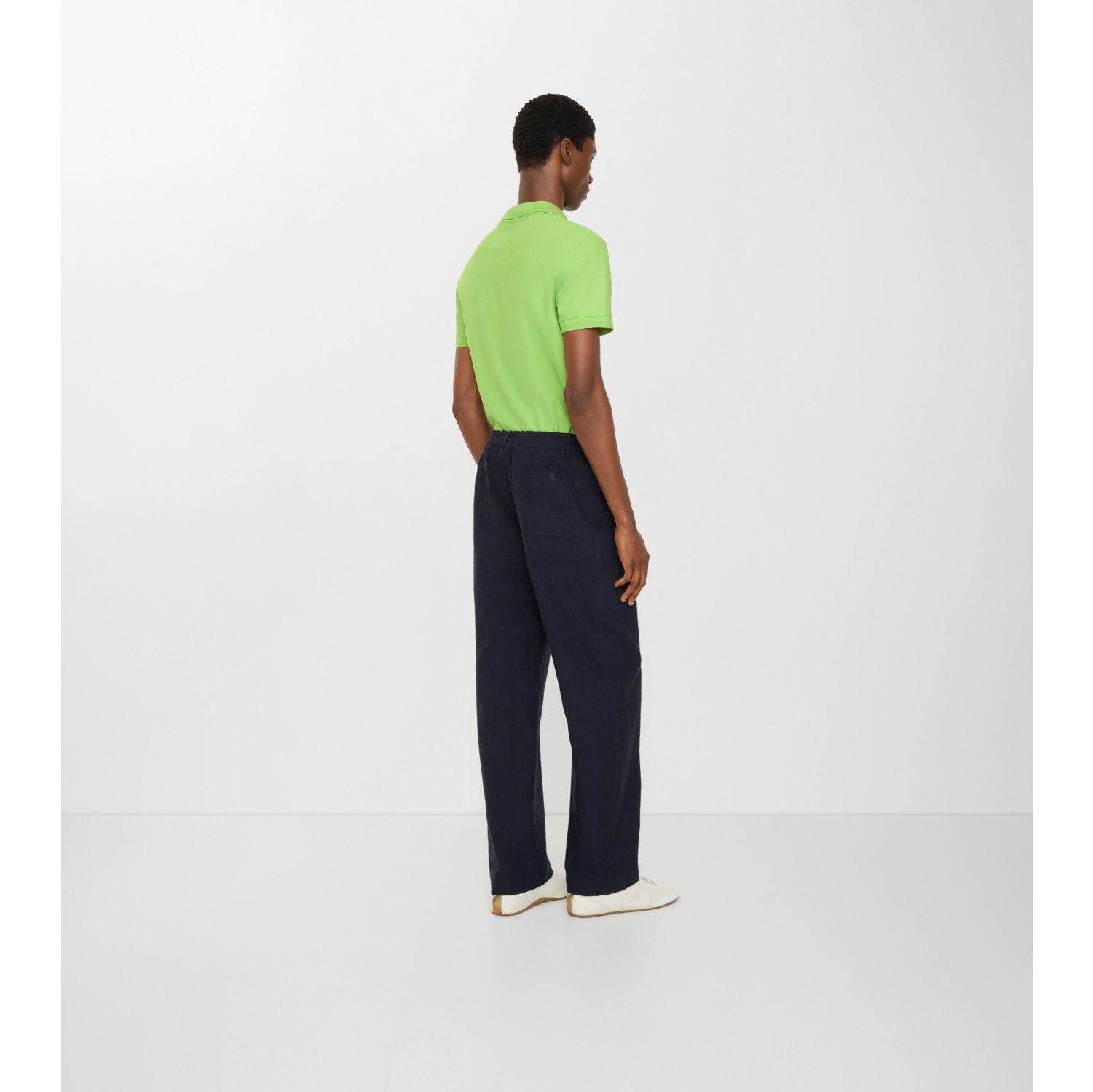 Cotton Linen Tailored Trousers in Navy - Men | Burberry® Official