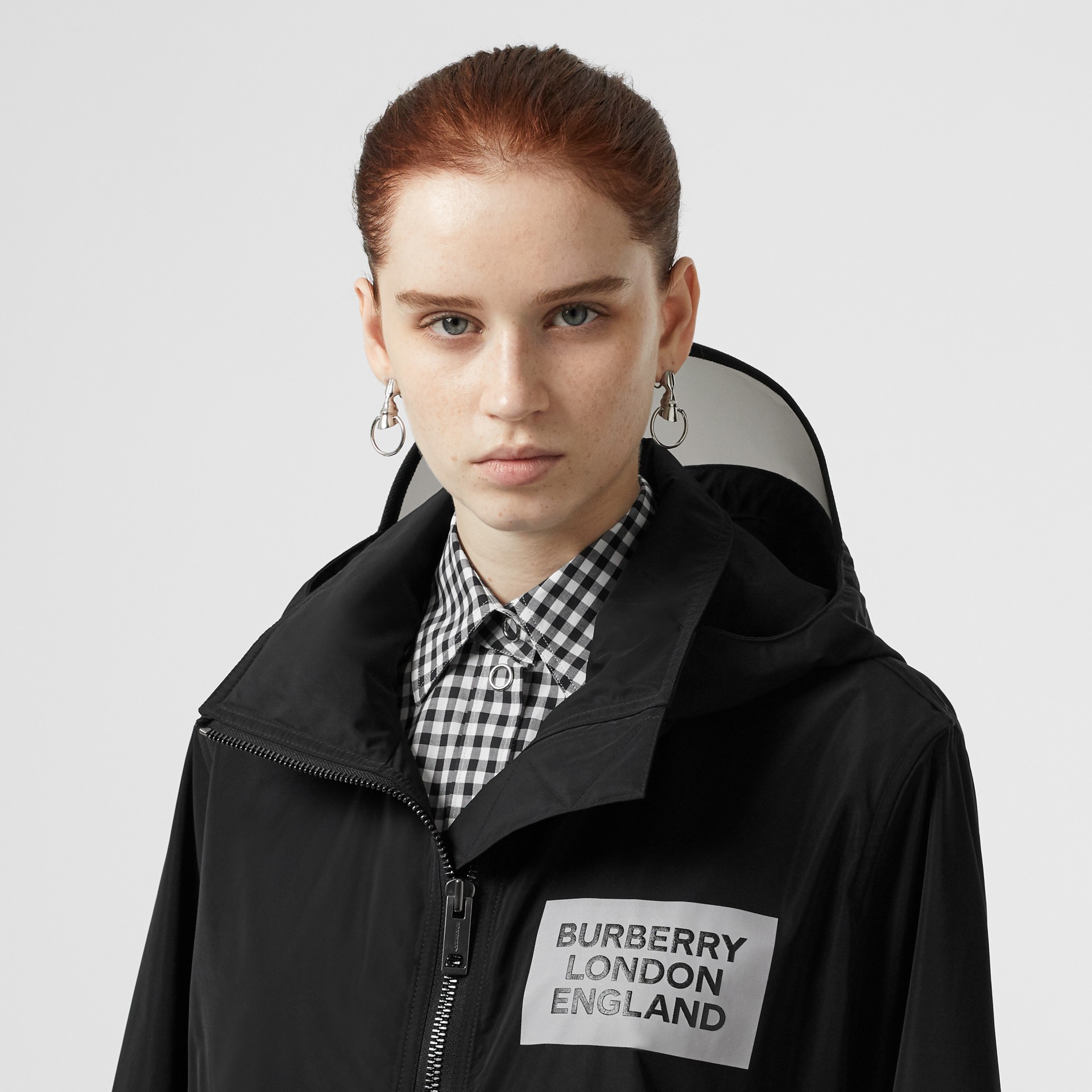 Detachable Hood Shapememory Taffeta Jacket in Black Women Burberry United States